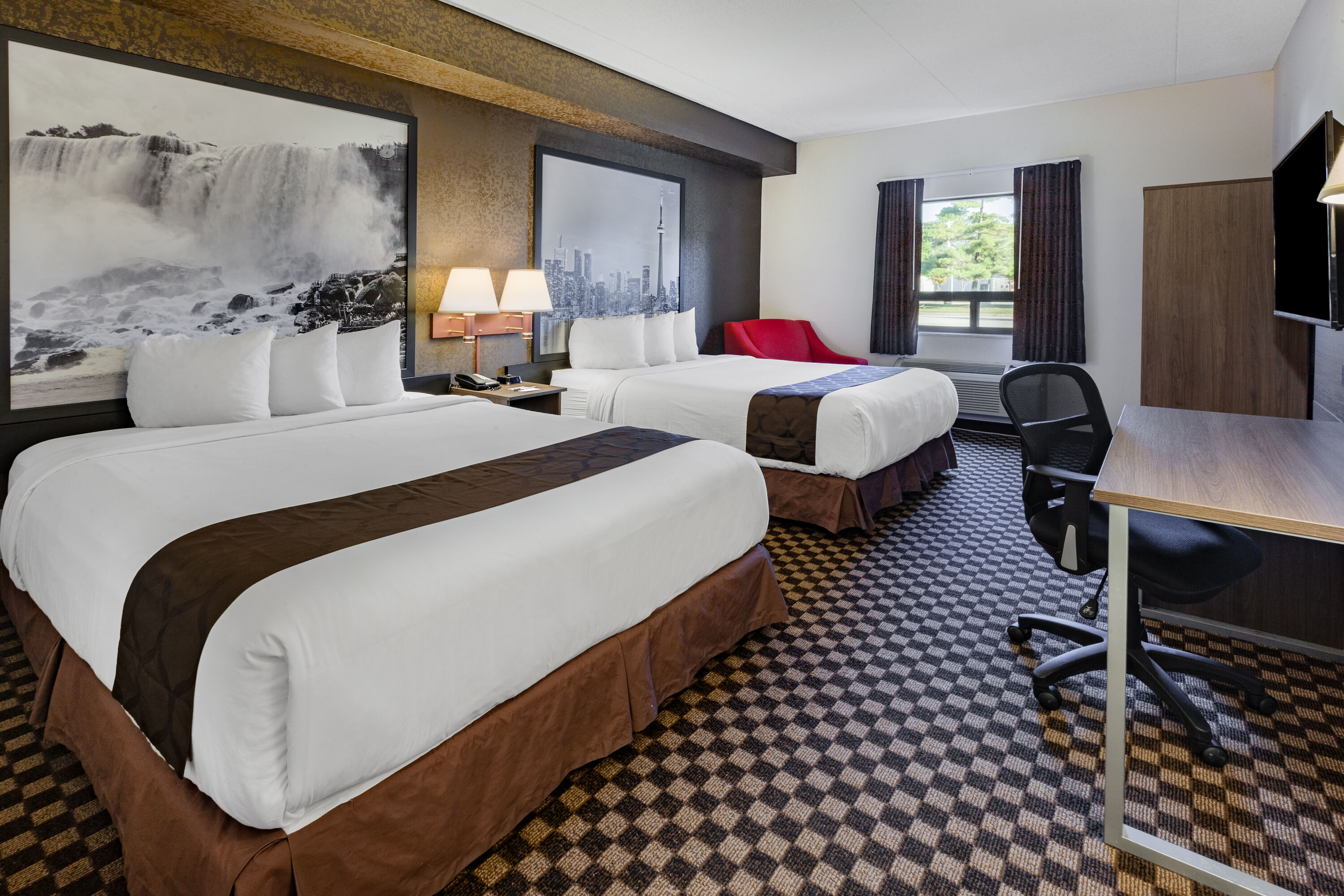 Guest room at the Super 8 by Wyndham Ambassador Bridge Windsor ON in Windsor, Ontario