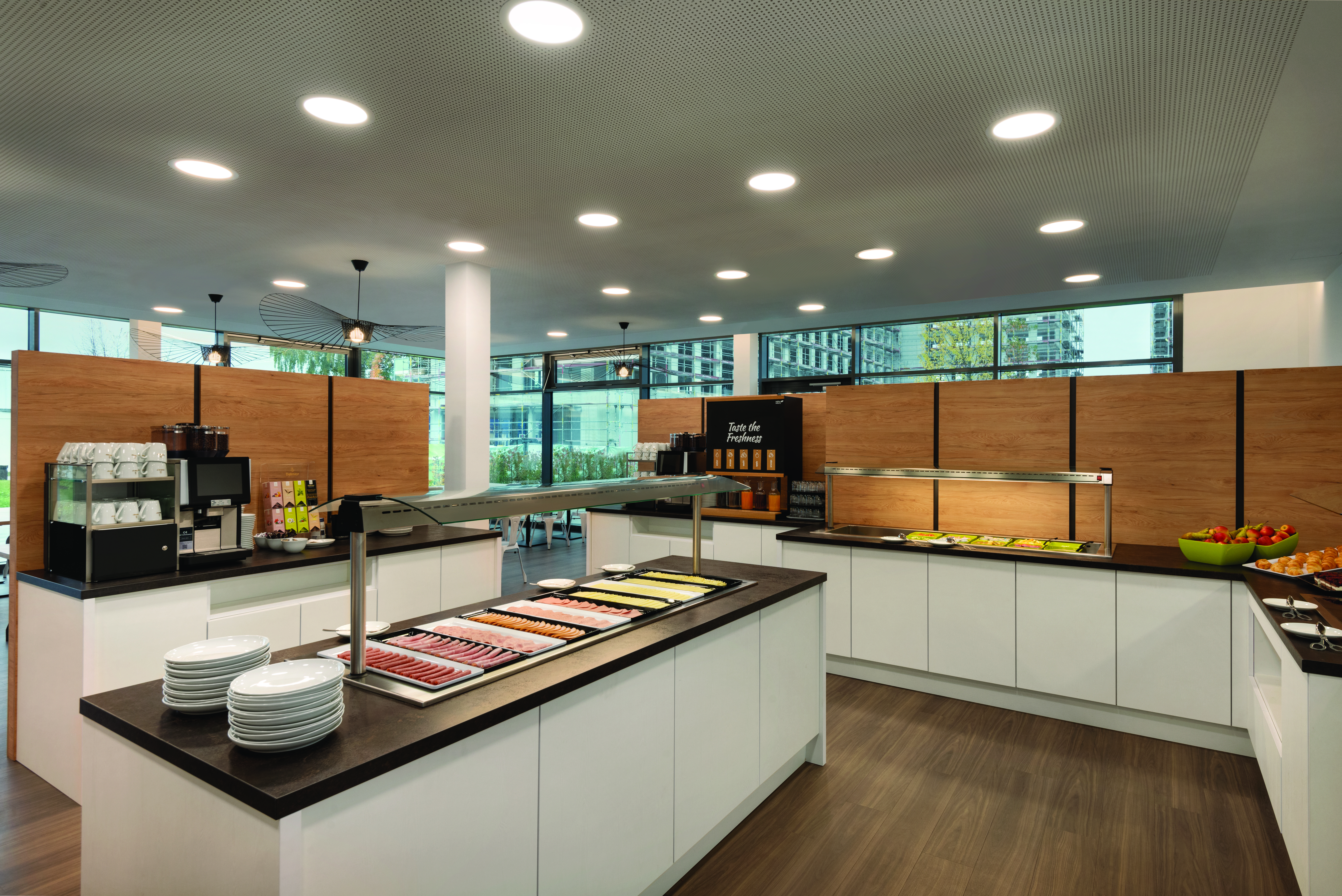 Super 8 by Wyndham Augsburg restaurant breakfast area close up in Augsburg, Other than US/Canada
