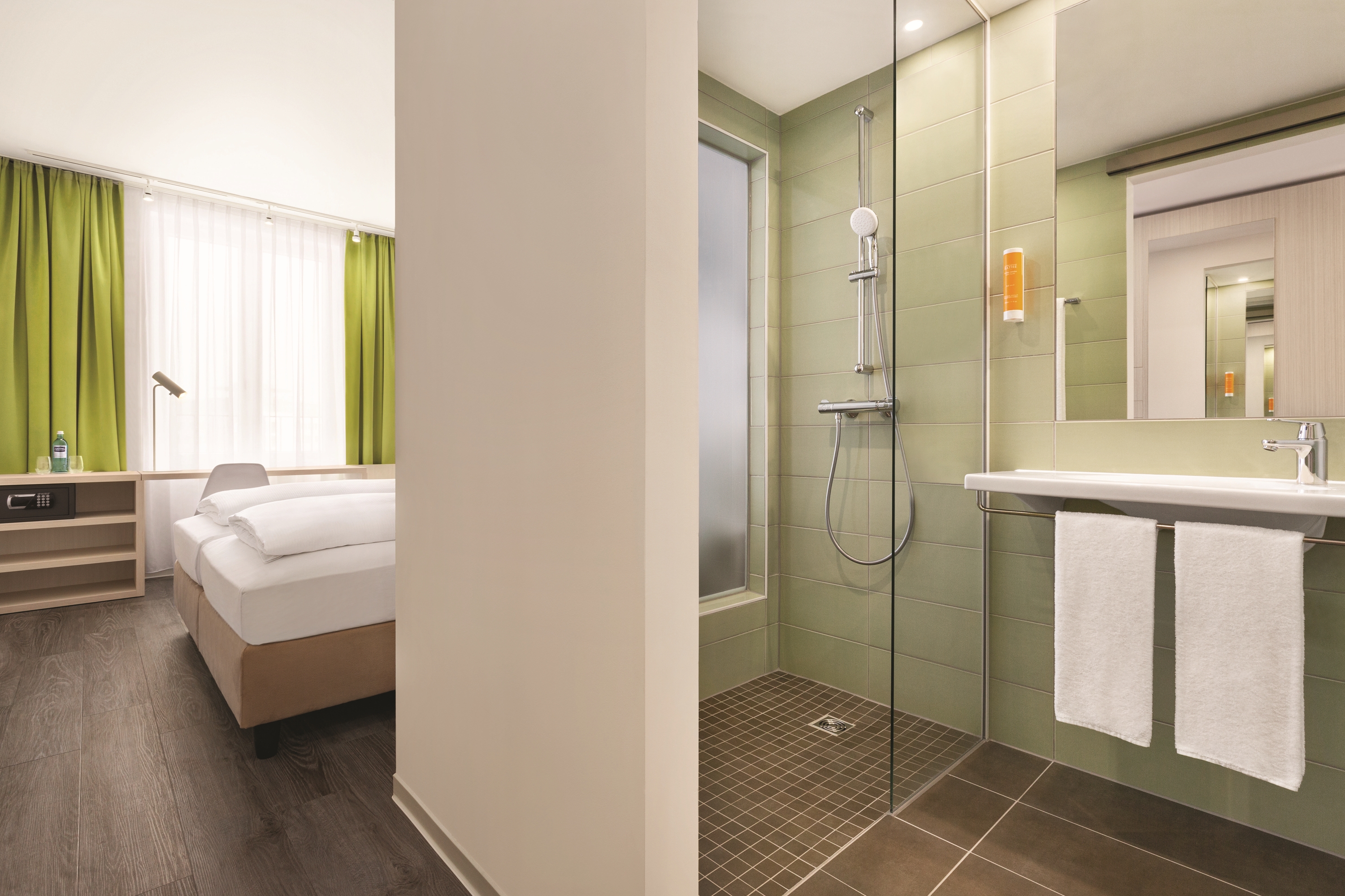 Guest room bath at the Super 8 by Wyndham Chemnitz in Chemnitz, Other than US/Canada