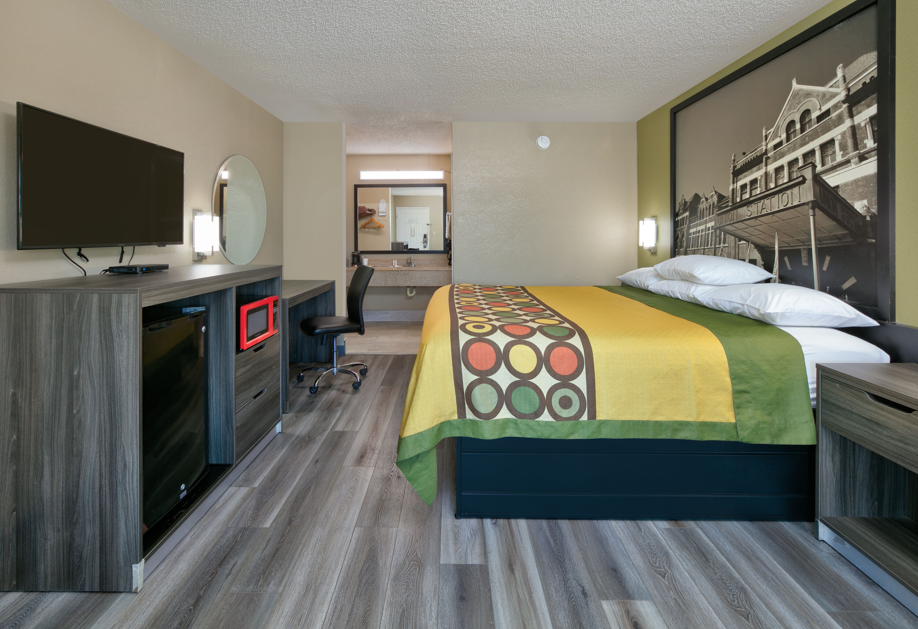 Guest room at the Super 8 by Wyndham Mobile/Tillmans Corner in Mobile, Alabama