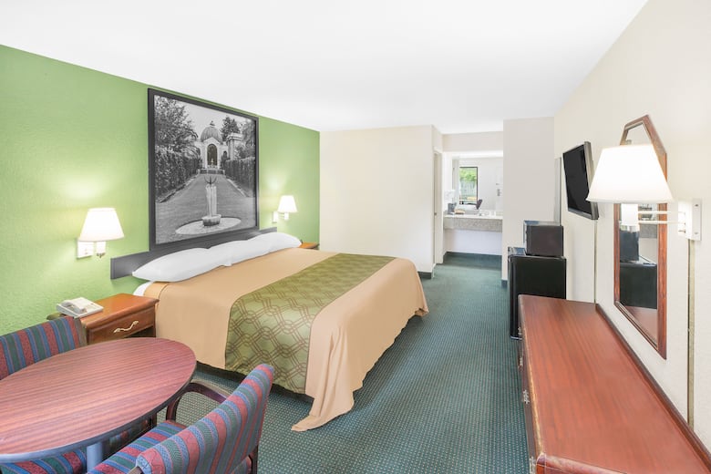 Guest room at the Super 8 Mobile in Mobile, Alabama