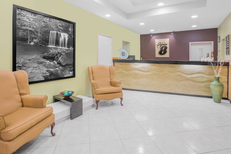 Super 8 Clarksville AR hotel lobby in Clarksville, Arkansas