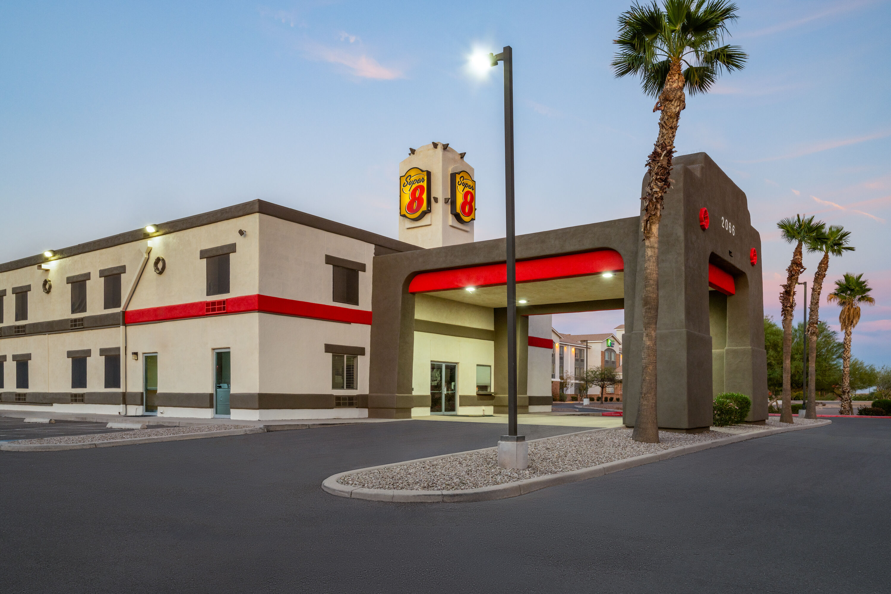 Exterior Dusk Image of Super 8 by Wyndham Casa Grande hotel in Casa Grande, Arizona