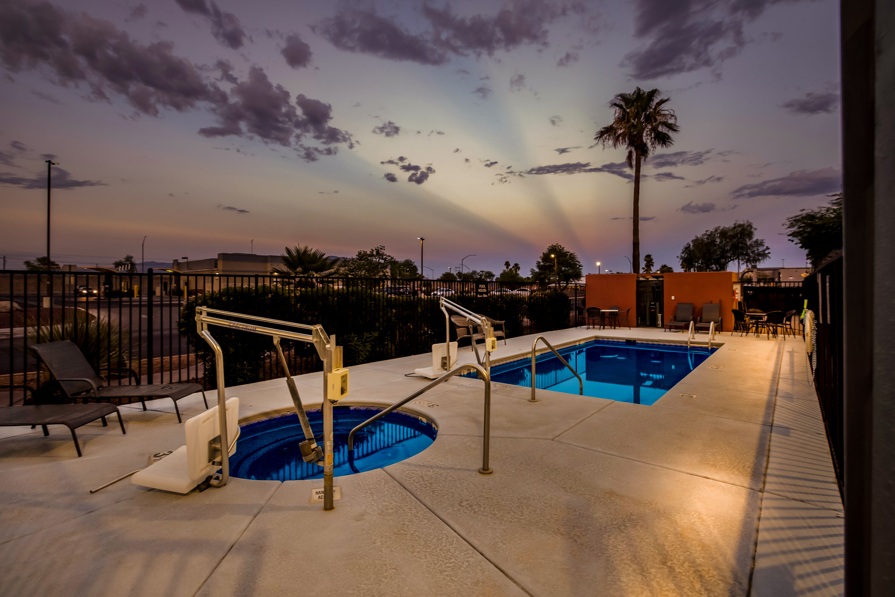 Pool night image at the Super 8 by Wyndham Marana/Tucson Area in Marana, Arizona