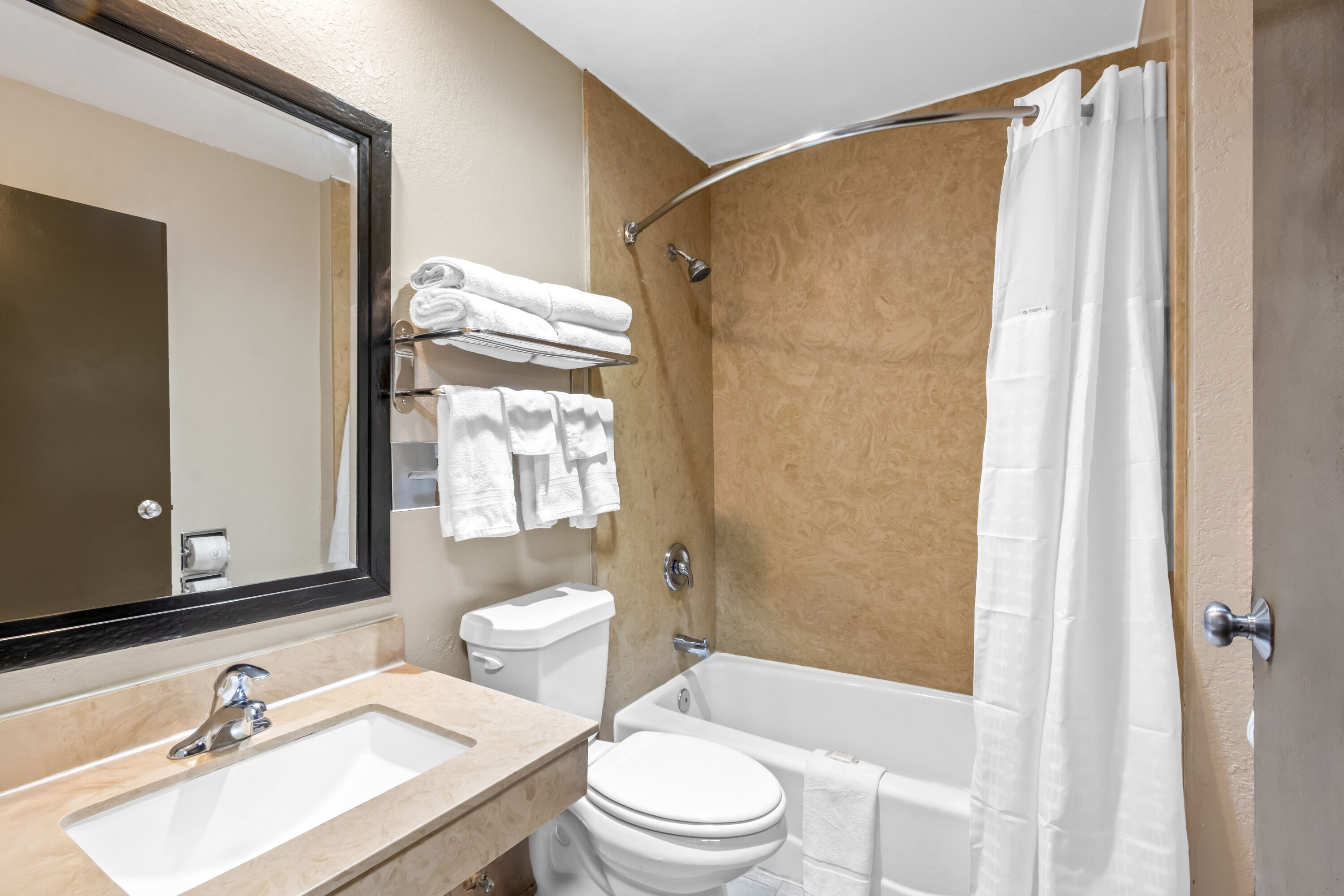 Guest room bath at the Super 8 by Wyndham - Mesa/Gilbert in Mesa, Arizona