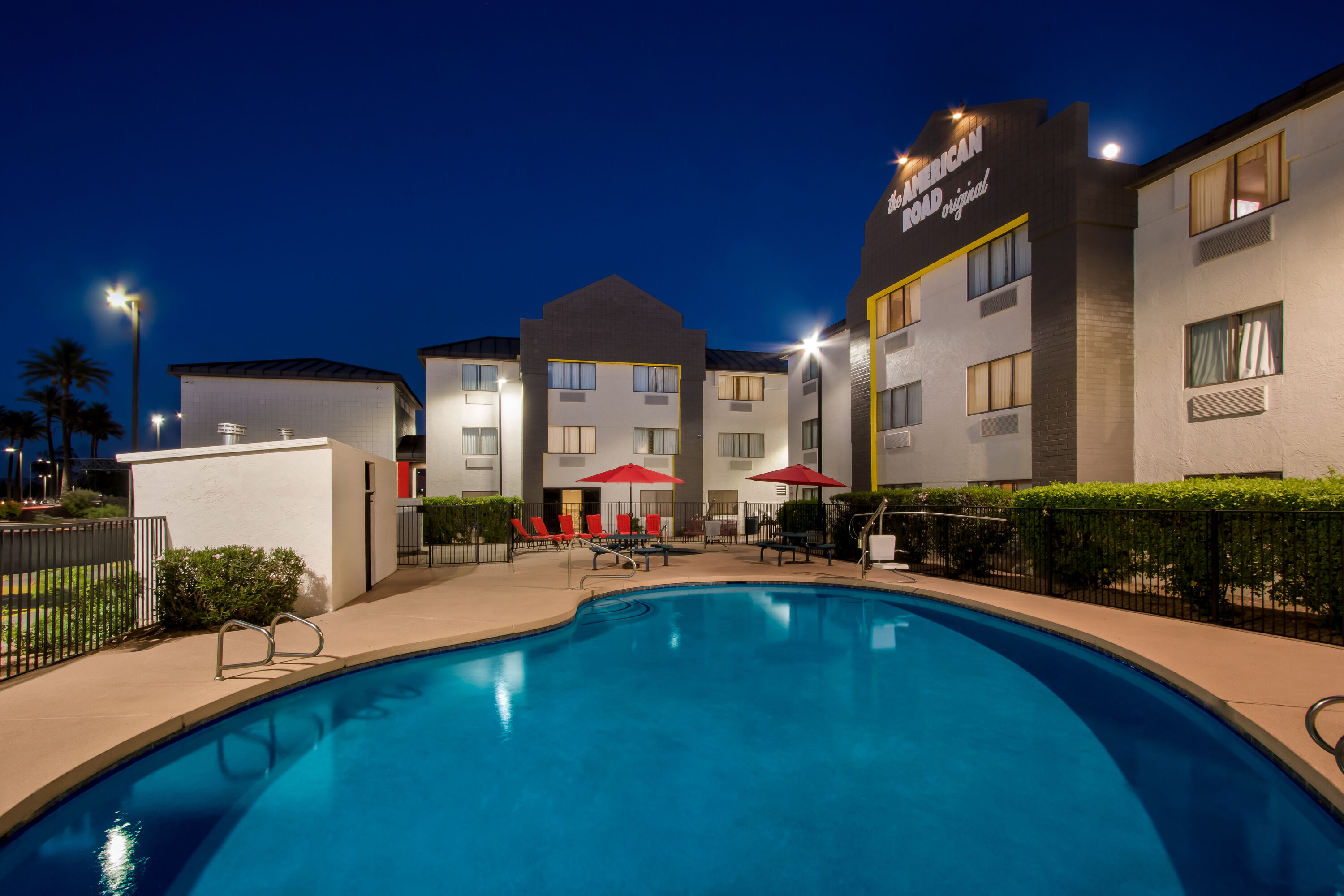 Pool night image at the Super 8 by Wyndham - Mesa/Gilbert in Mesa, Arizona