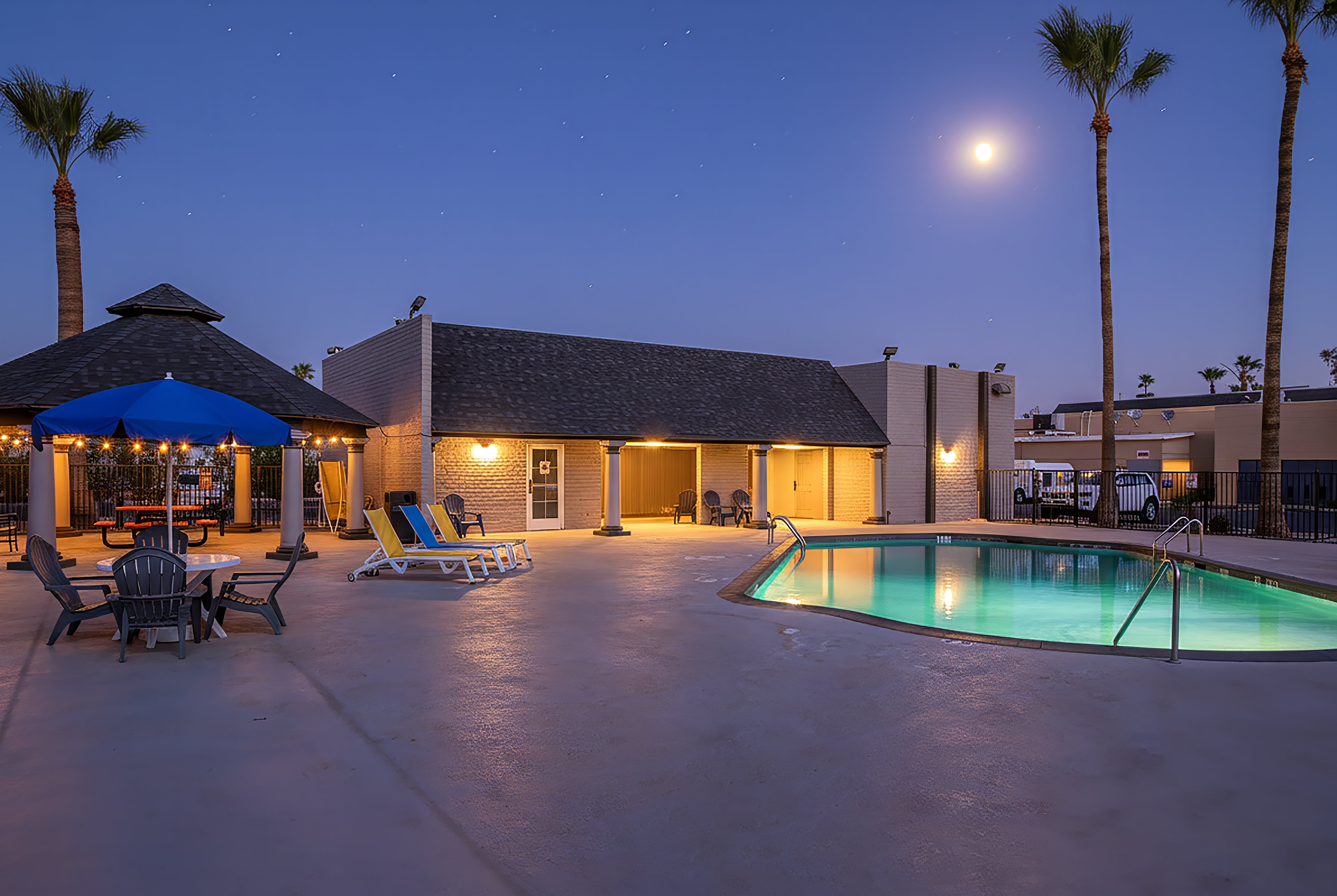 Pool night image at the Super 8 by Wyndham Mesa Downtown Near Convention Center in Mesa, Arizona