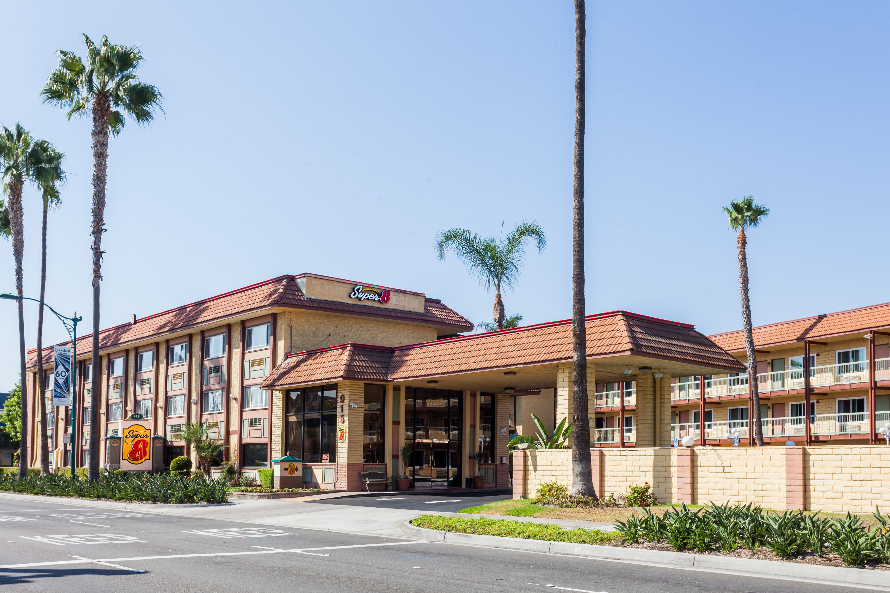 Exterior of Super 8 by Wyndham Anaheim/Disneyland Drive hotel in Anaheim, California