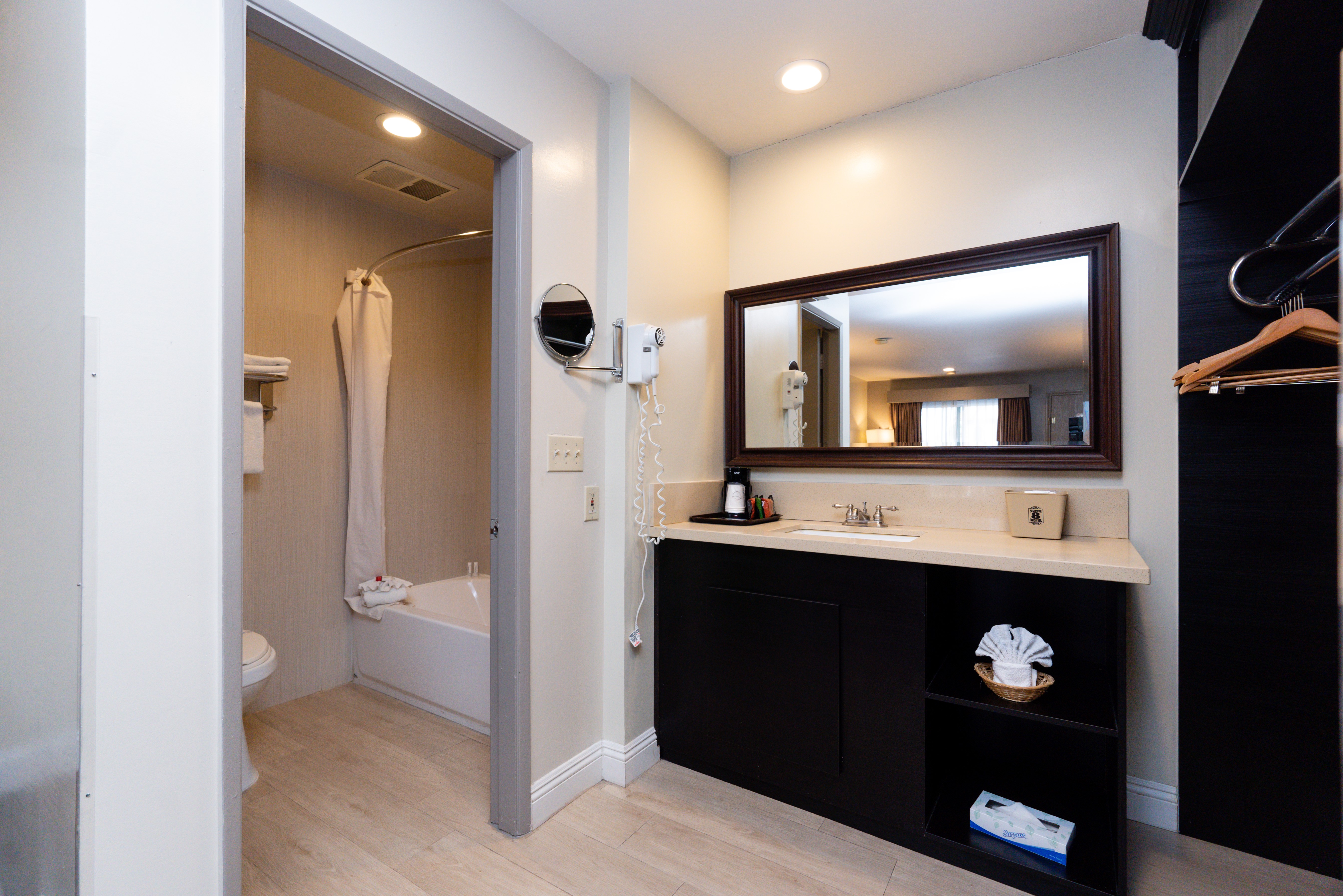 Guest room at the Super 8 by Wyndham Anaheim/Disneyland Drive in Anaheim, California