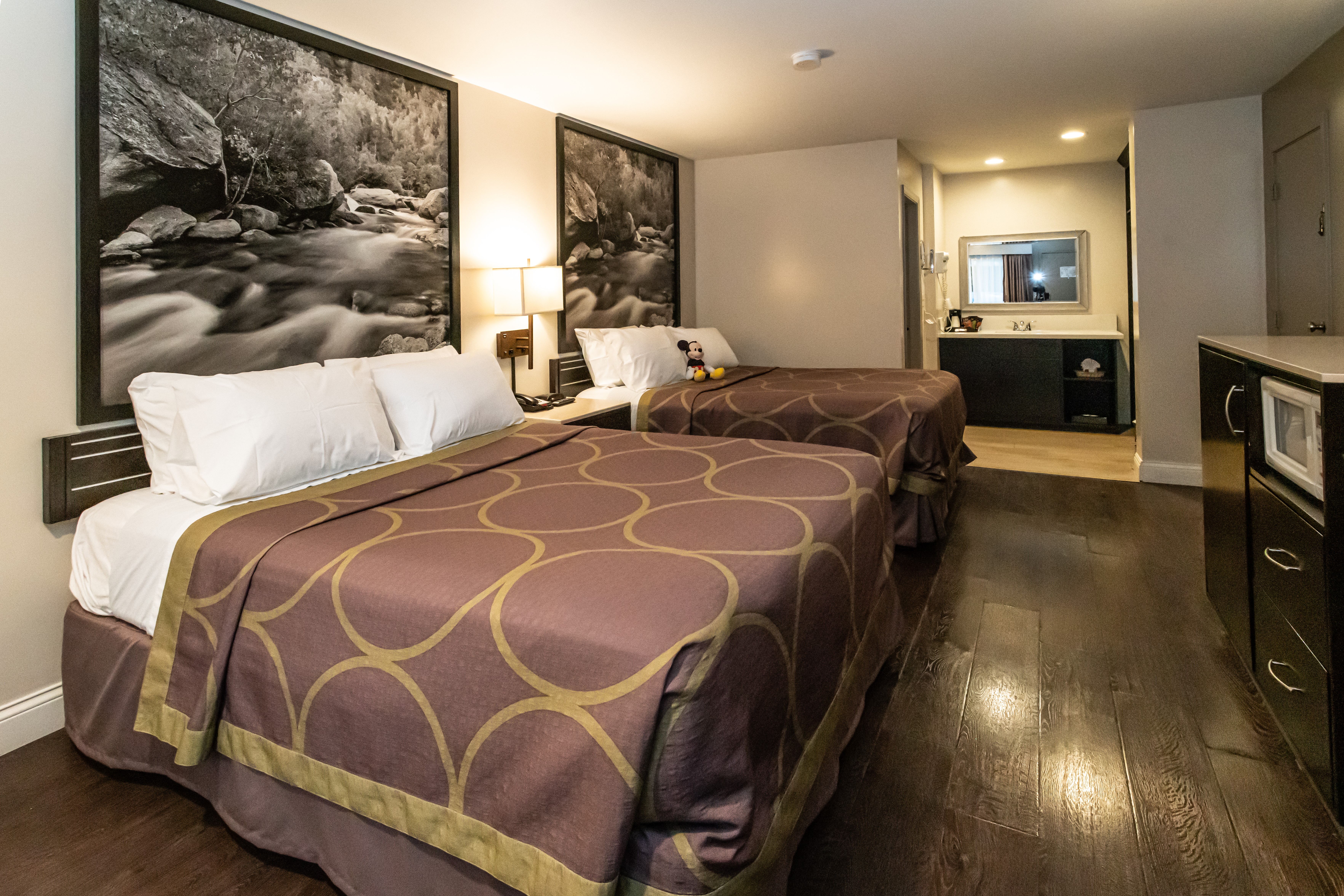 Guest room at the Super 8 by Wyndham Anaheim/Disneyland Drive in Anaheim, California