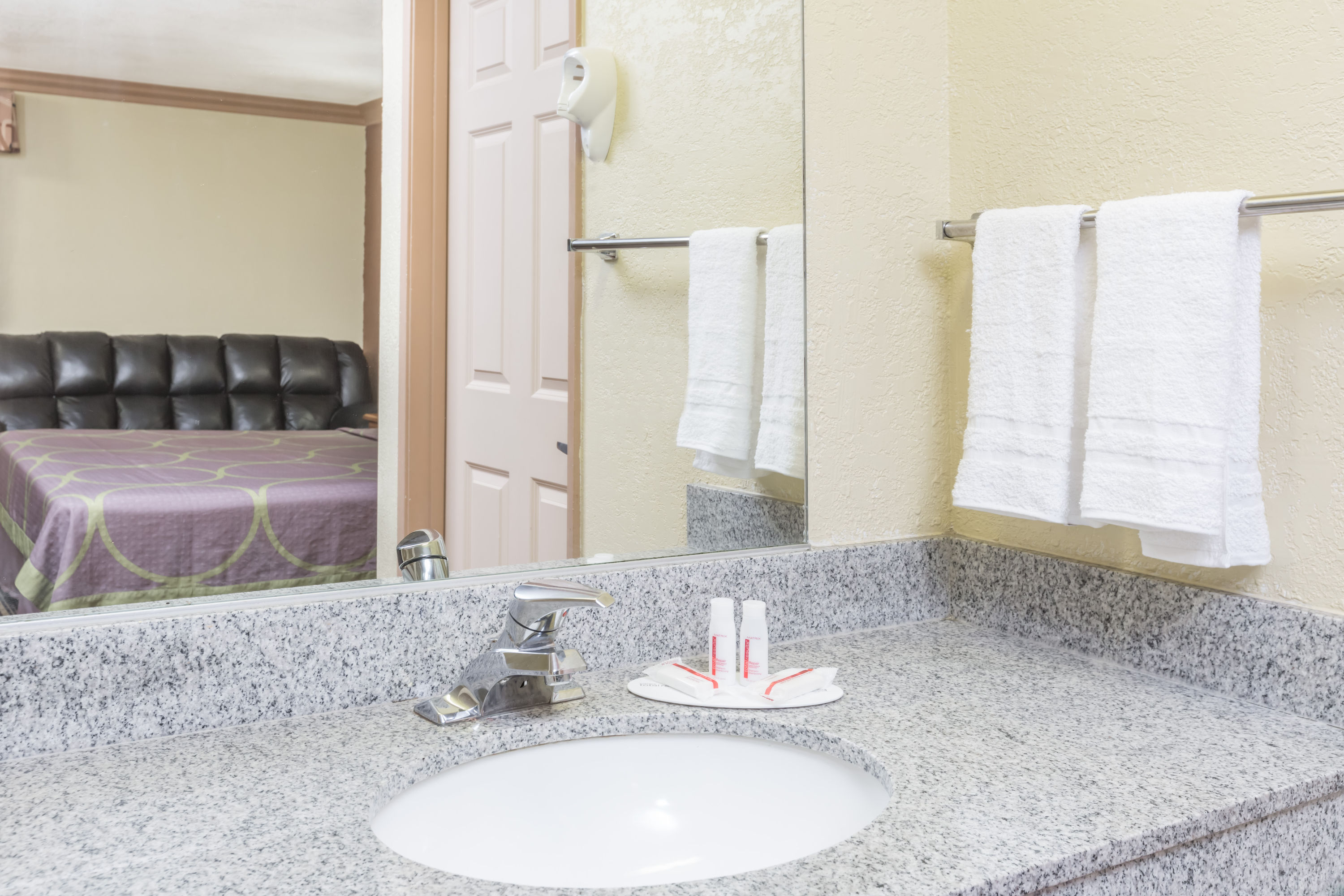 Guest room at the Super 8 by Wyndham Azusa in Azusa, California