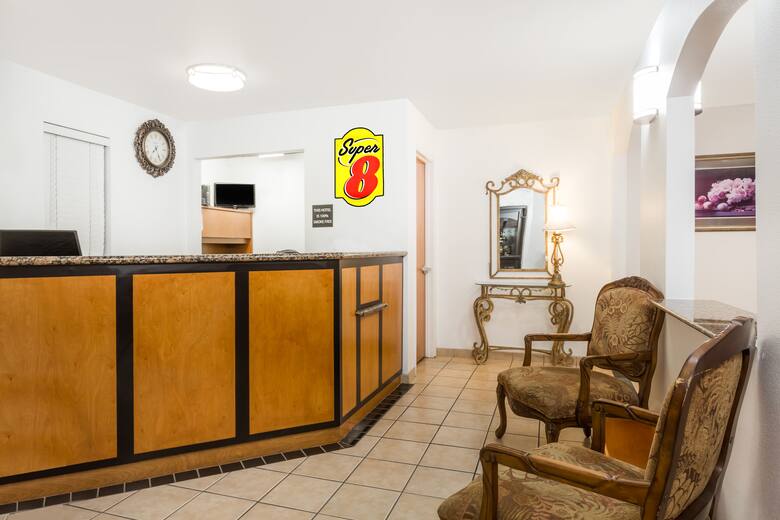 Super 8 Cloverdale hotel lobby in Cloverdale, California