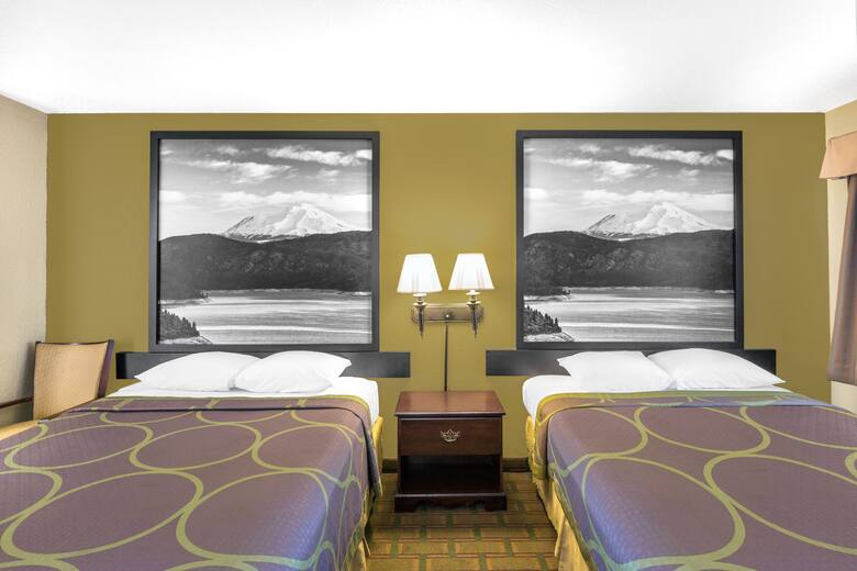 Guest room at the Super 8 Corning in Corning, California