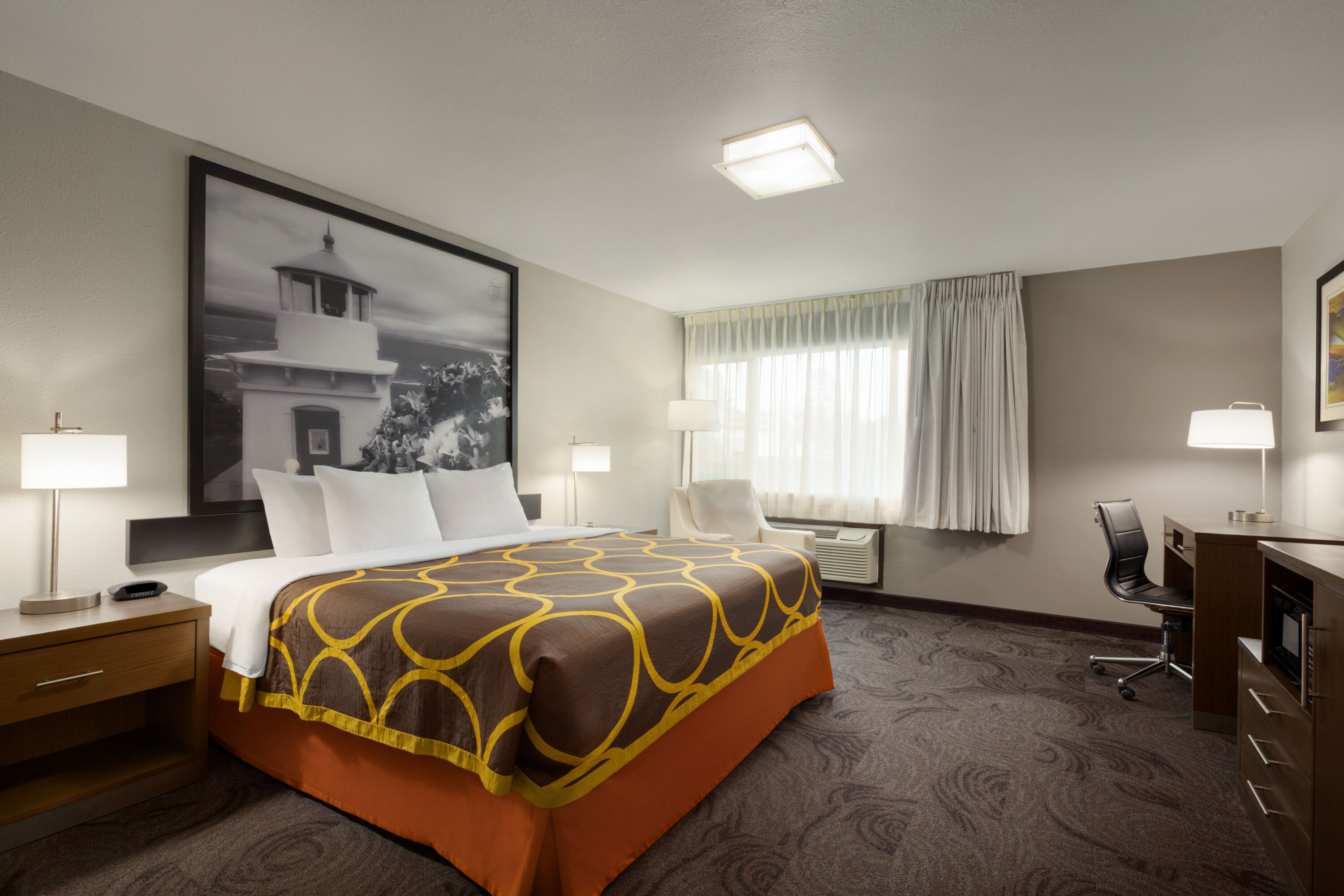 Guest room at the Super 8 by Wyndham Eureka in Eureka, California