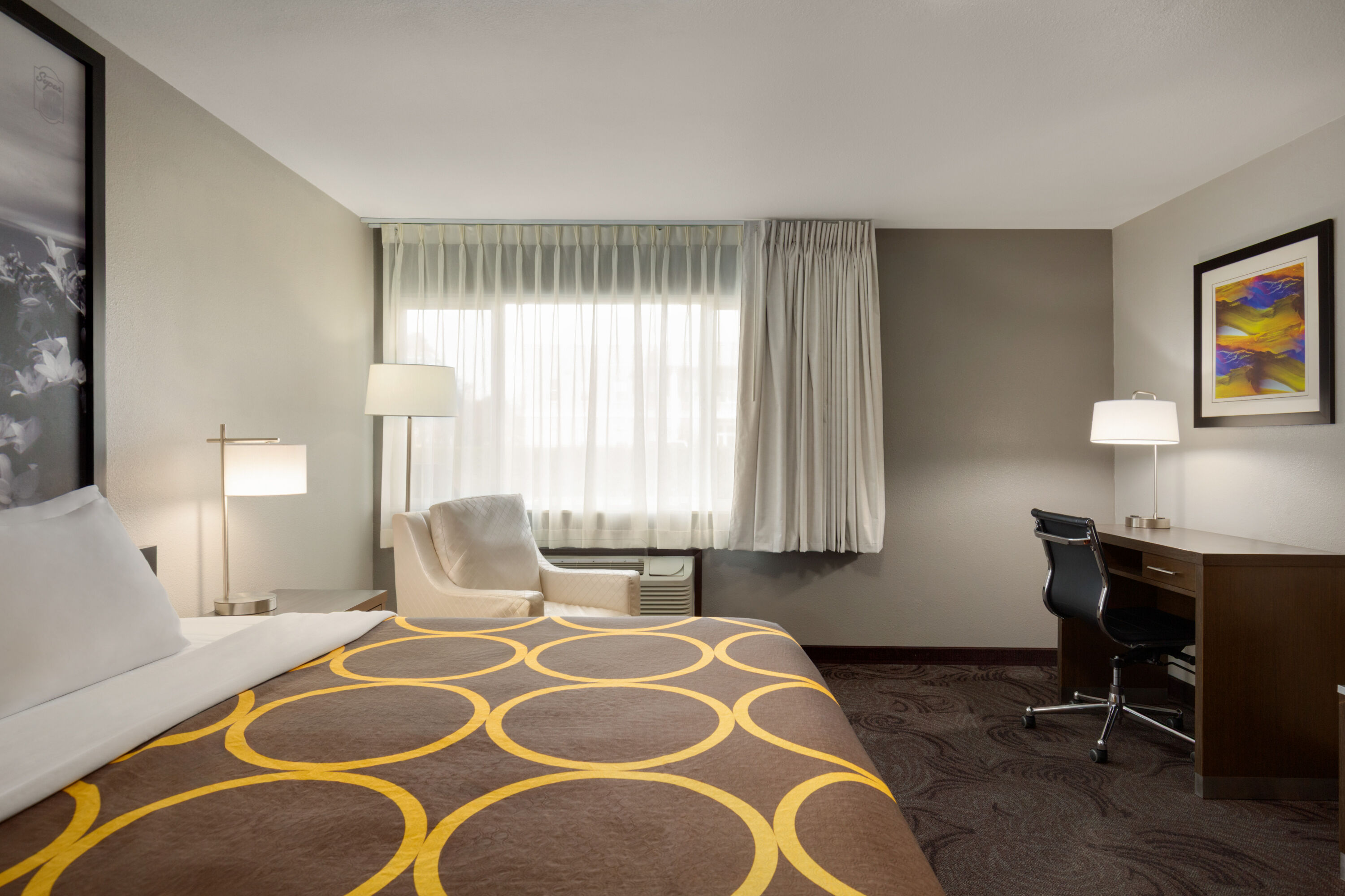 Guest room at the Super 8 by Wyndham Eureka in Eureka, California