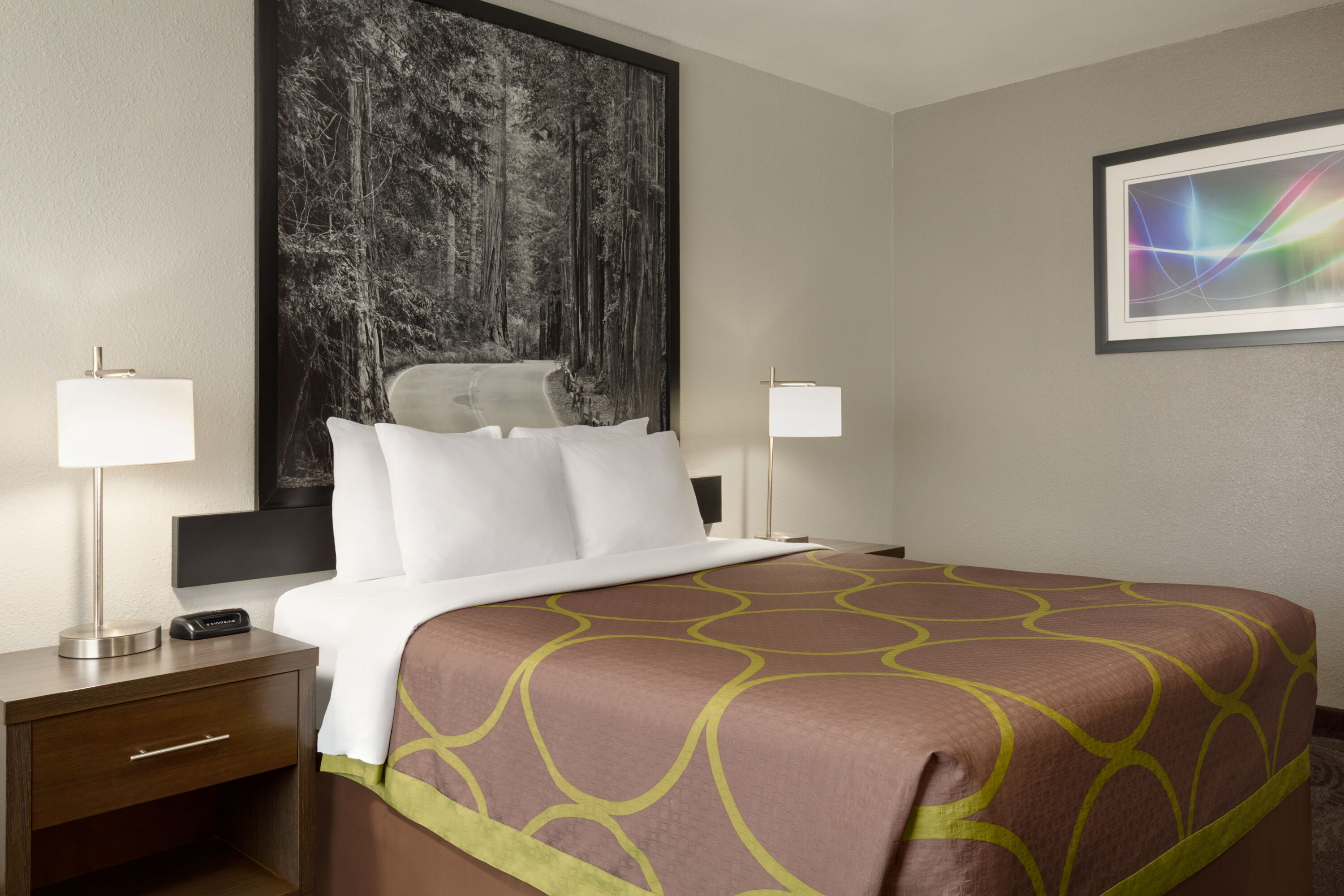 Guest room at the Super 8 by Wyndham Eureka in Eureka, California