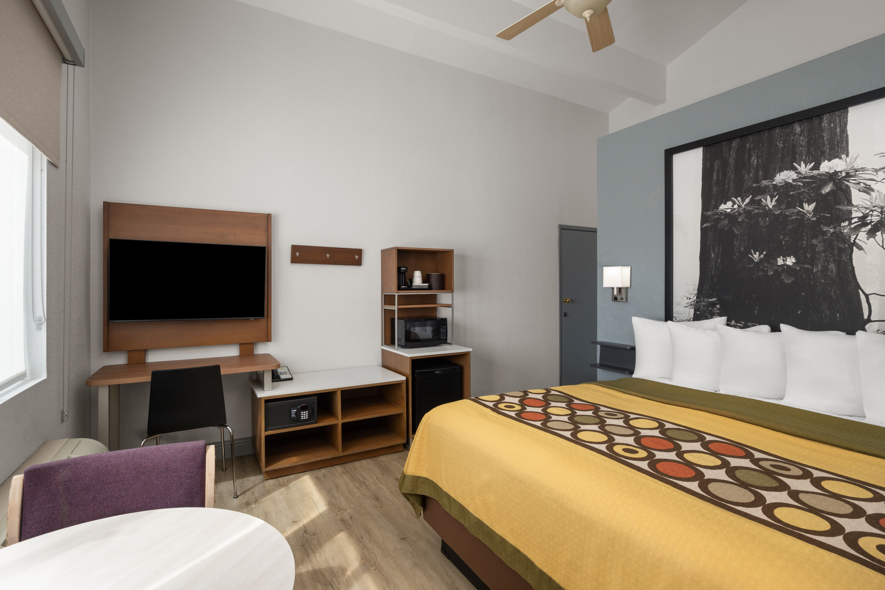 Guest room at the Super 8 by Wyndham Fort Bragg in Fort Bragg, California