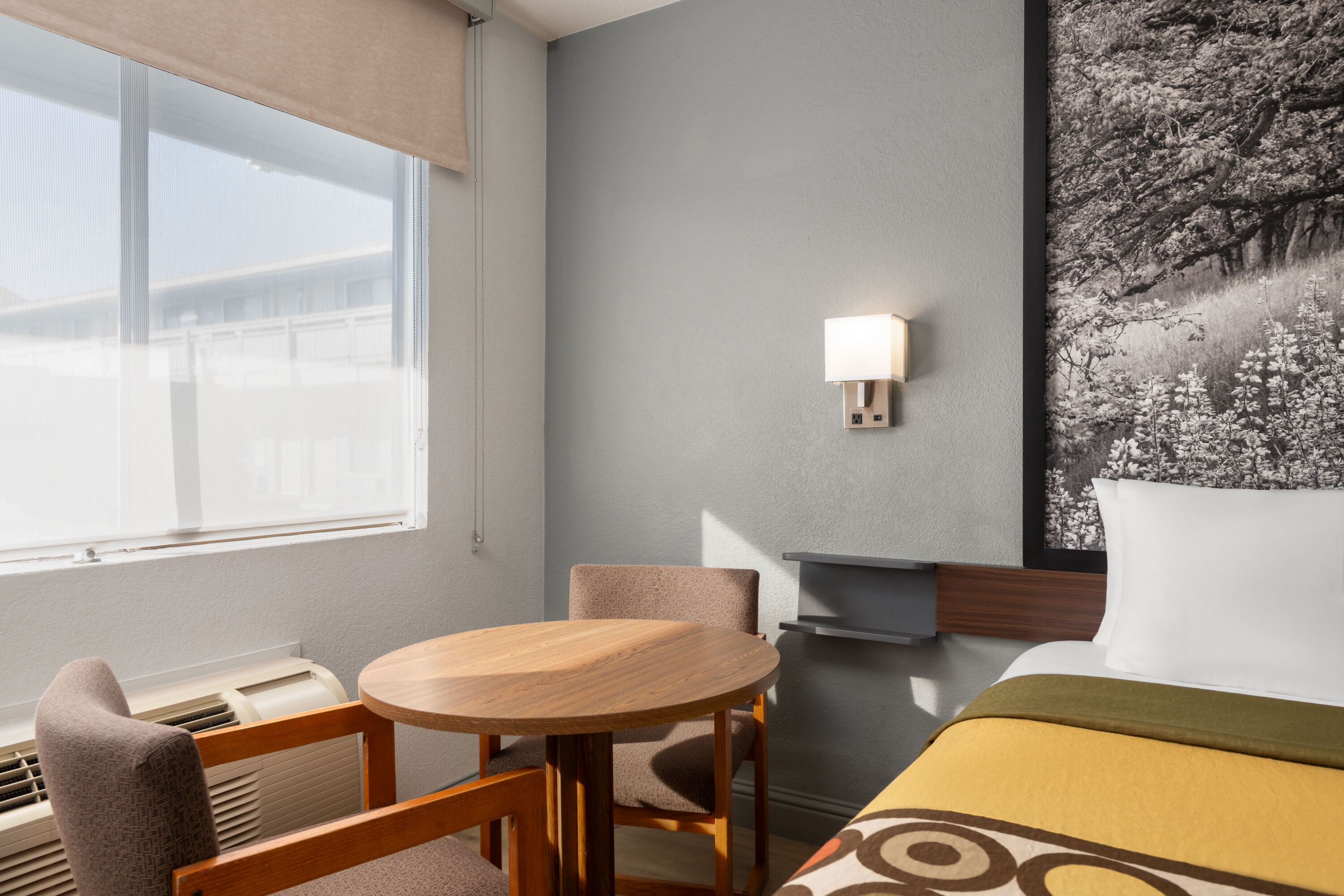 Guest room at the Super 8 by Wyndham Fort Bragg in Fort Bragg, California