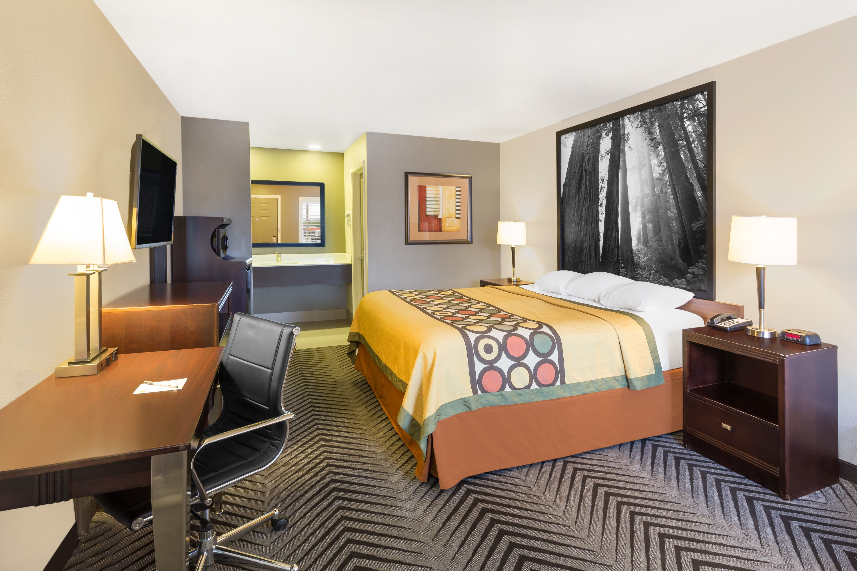 Guest room at the Super 8 by Wyndham Fortuna in Fortuna, California