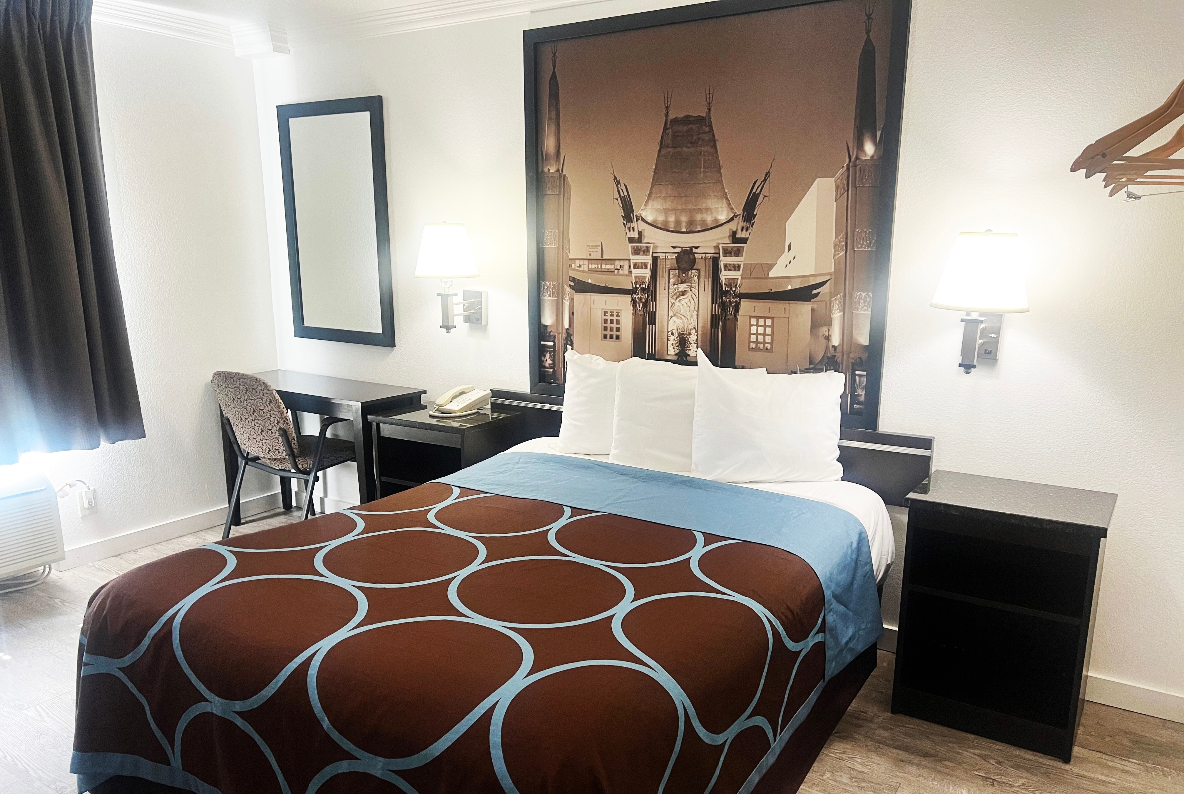 Guest room at the Super 8 by Wyndham Hollywood/LA Area in Hollywood, California