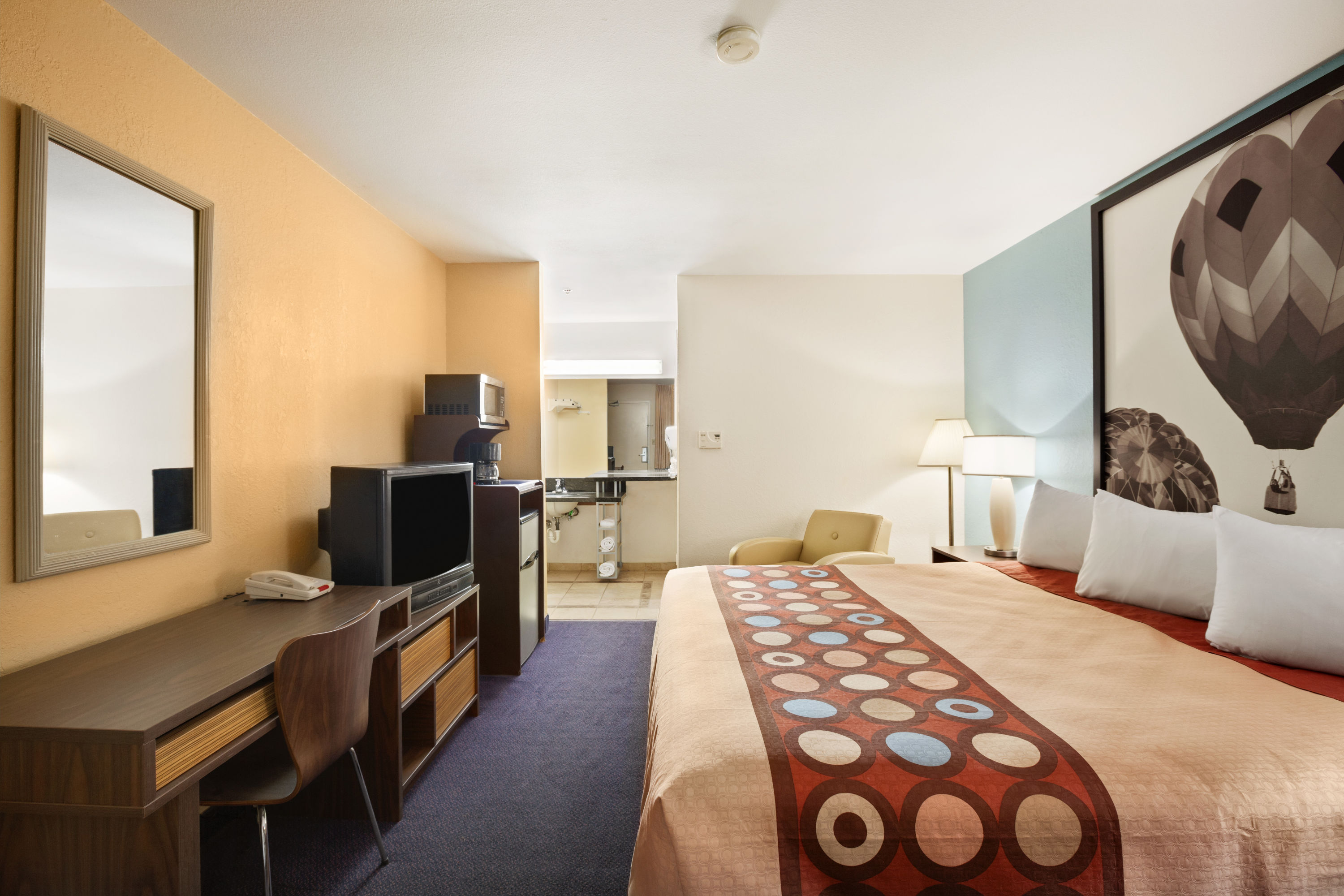 Guest room at the Super 8 by Wyndham Indio in Indio, California