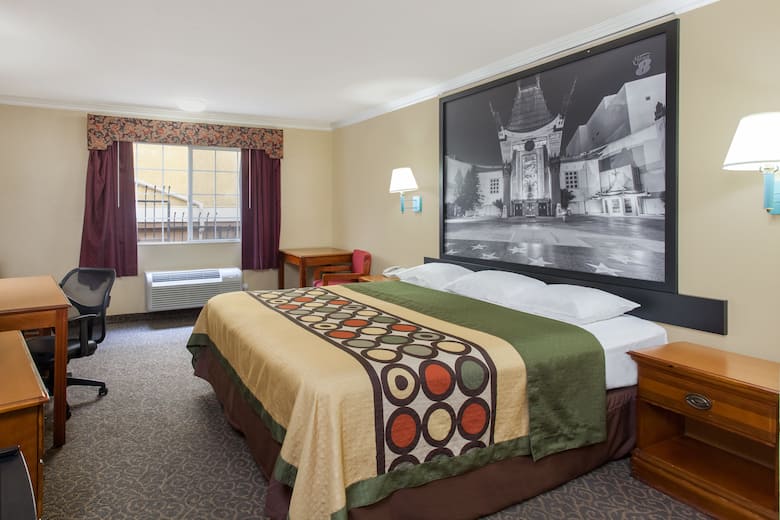 Guest room at the Super 8 Los Angeles Downtown in Los Angeles, California