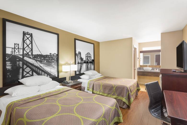 Guest room at the Super 8 Martinez in Martinez, California