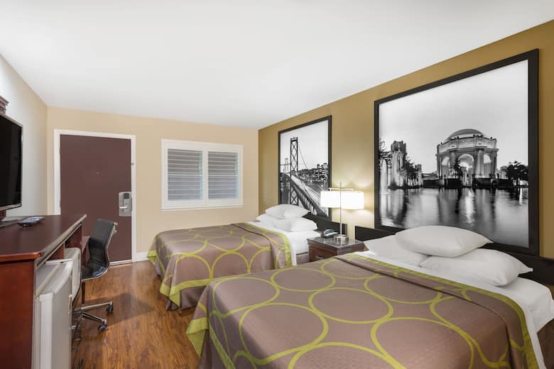 Guest room at the Super 8 Martinez in Martinez, California