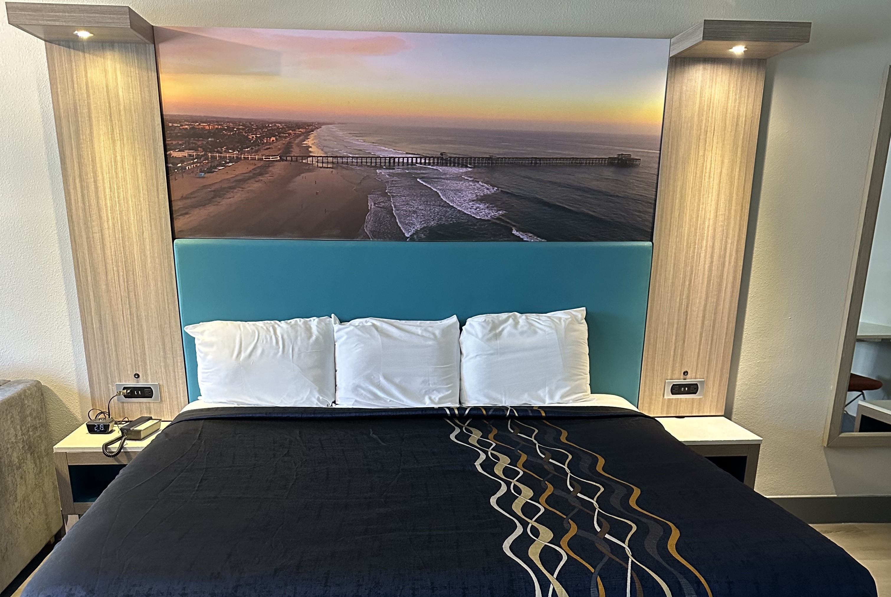 Guest room at the Super 8 by Wyndham Oceanside Downtown in Oceanside, California