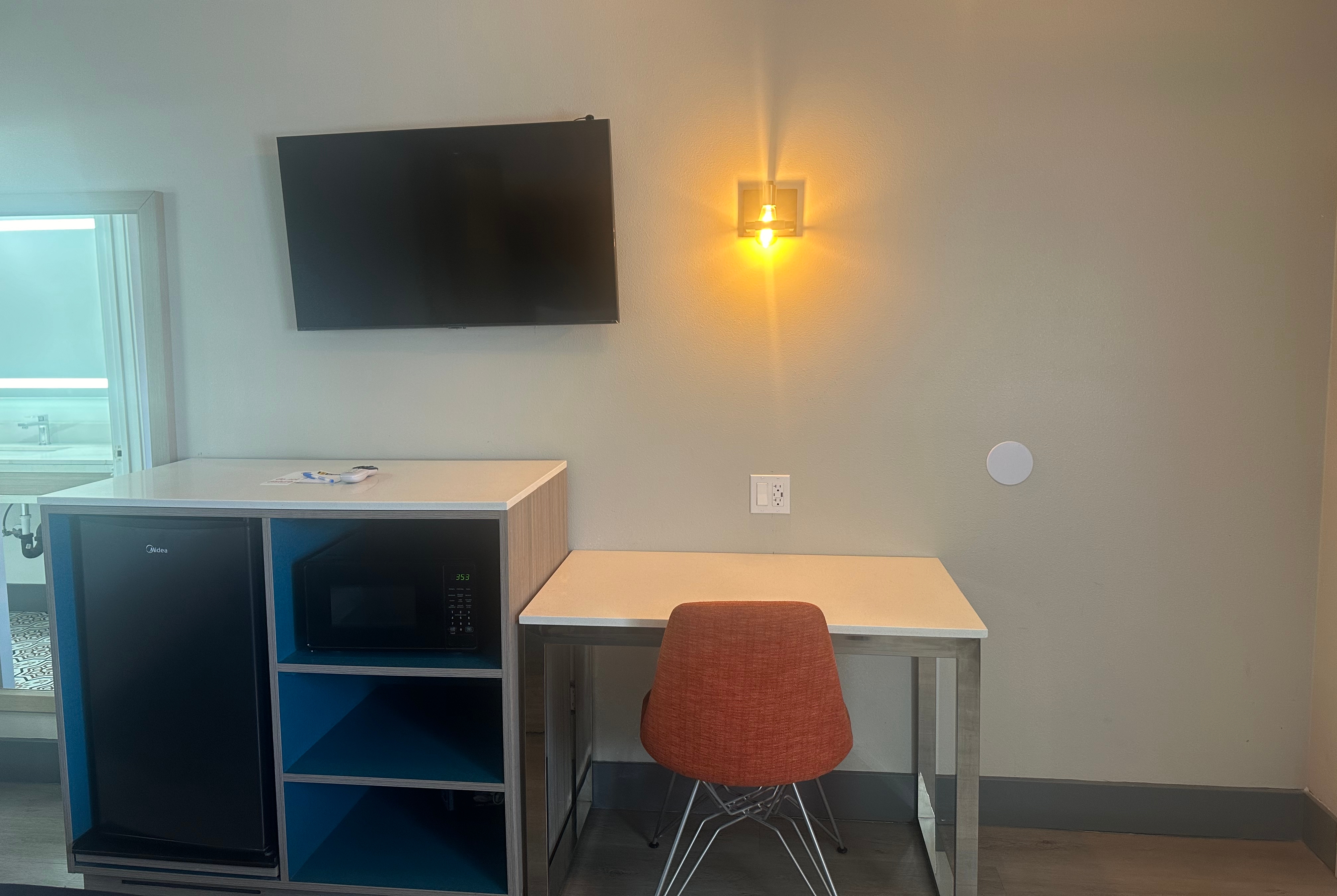 Guest room at the Super 8 by Wyndham Oceanside Downtown in Oceanside, California