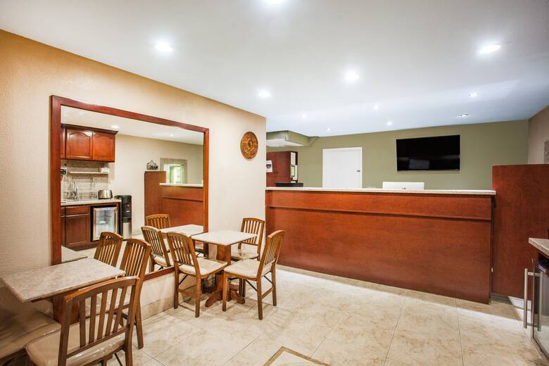 Super 8 Redlands/San Bernardino hotel lobby in Redlands, California