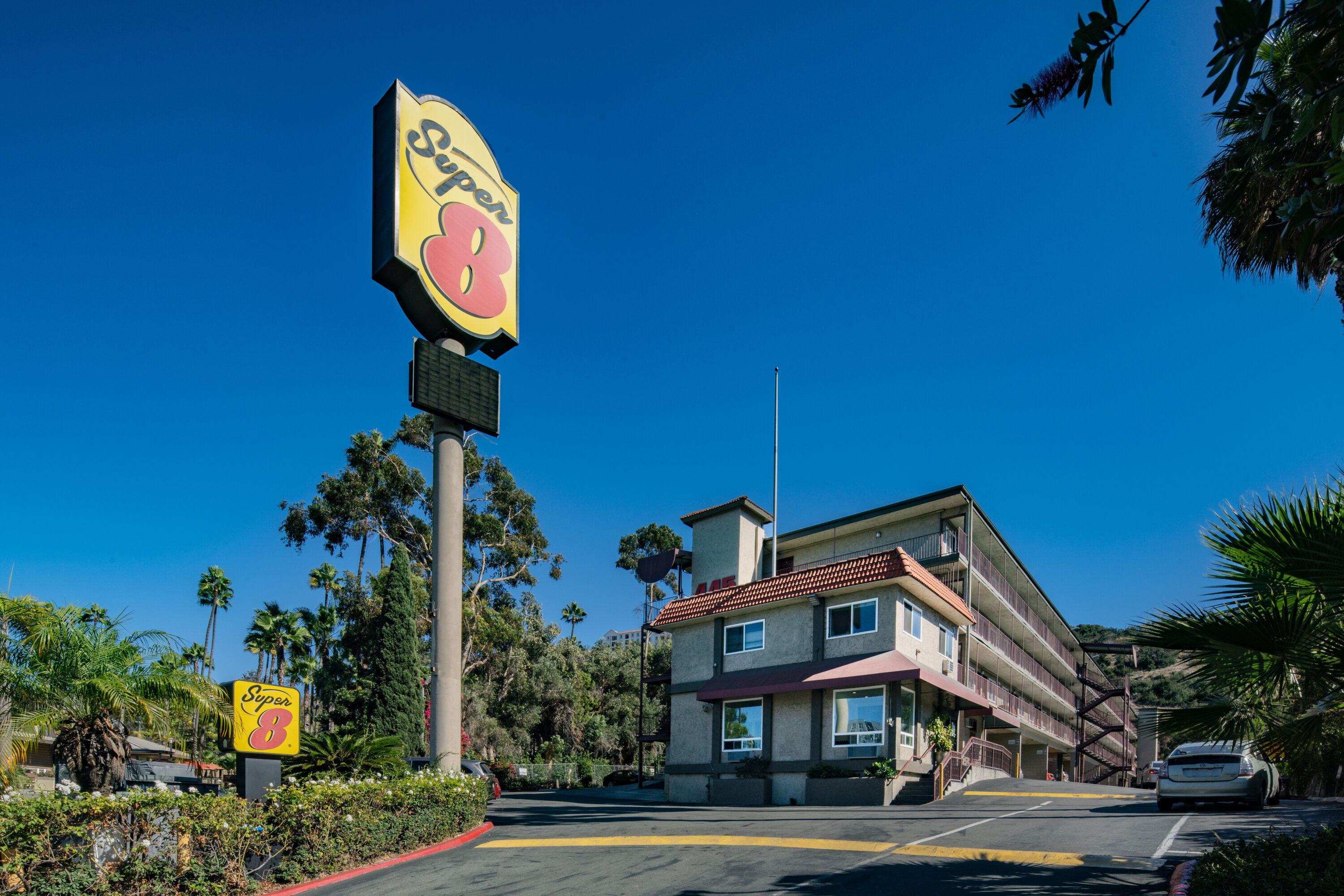 Exterior Day Image of Super 8 by Wyndham San Diego Hotel Circle hotel in San Diego, California