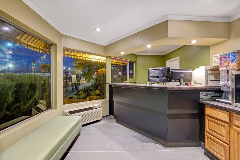 Super 8 Santa Cruz/Beach Boardwalk East hotel lobby in Santa Cruz, California