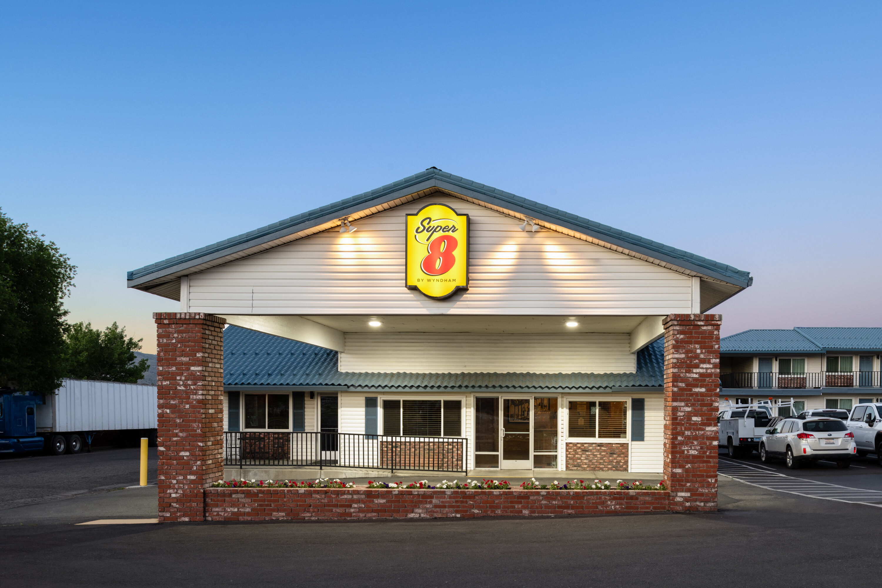 Exterior Dusk Image of Super 8 by Wyndham Susanville hotel in Susanville, California