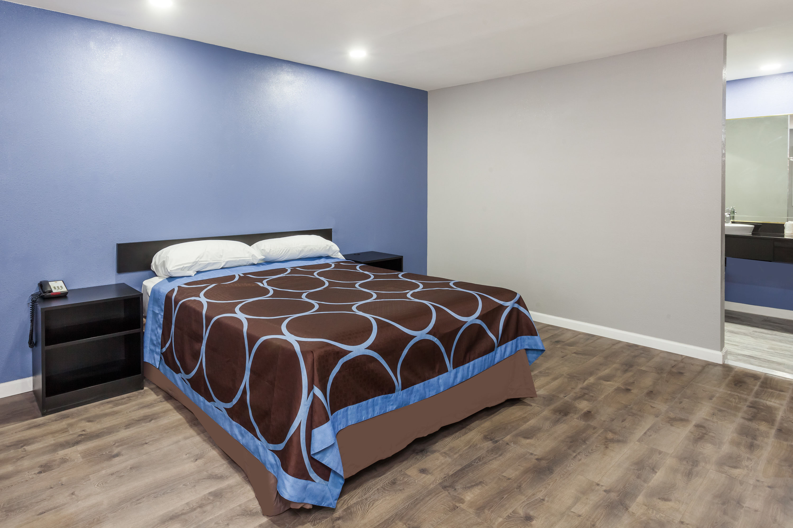 Guest room at the Super 8 by Wyndham Visalia in Visalia, California