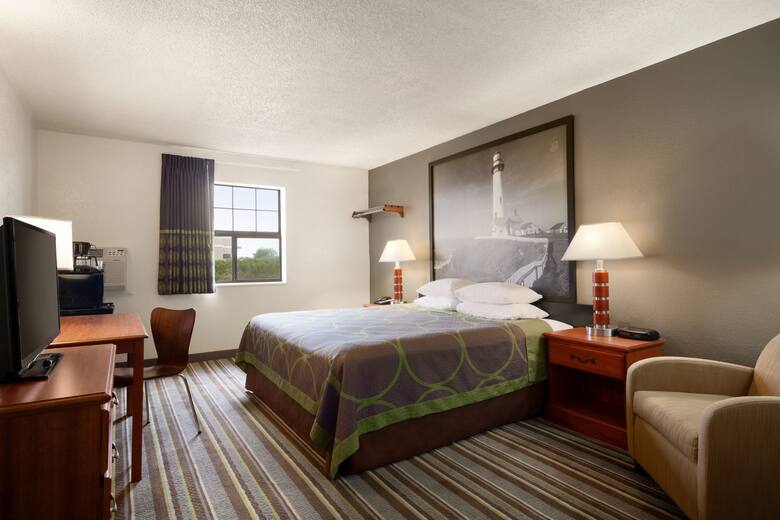 Guest room at the Super 8 Colorado Springs/Afa Area in Colorado Springs, Colorado