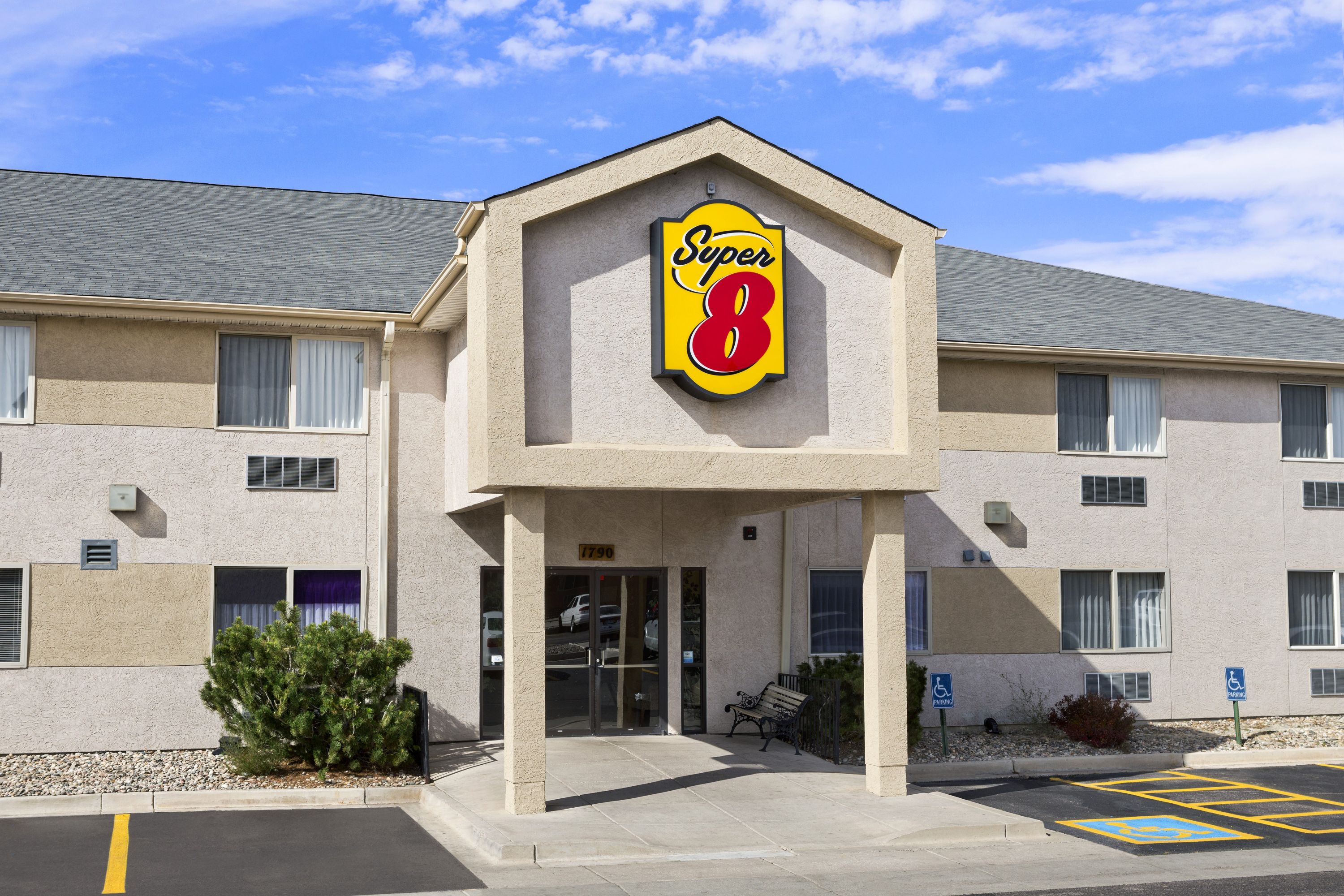 Exterior of Super 8 by Wyndham Colorado Springs Airport hotel in Colorado Springs, Colorado