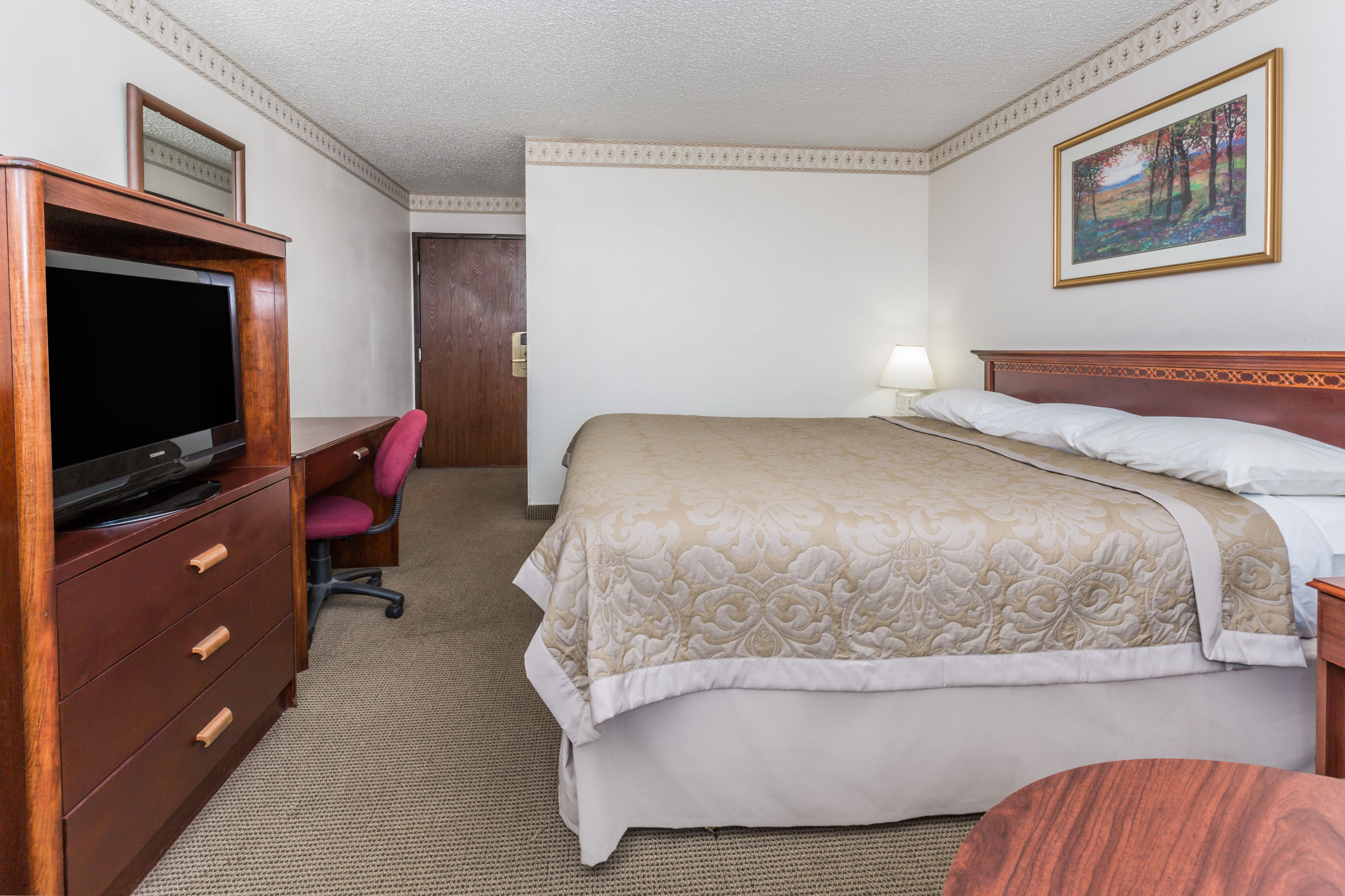 Guest room at the Super 8 by Wyndham Colorado Springs/Chestnut Street in Colorado Springs, Colorado