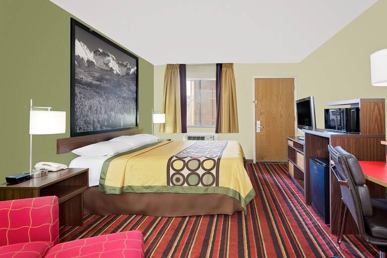 Guest room at the Super 8 Denver Central in Denver, Colorado