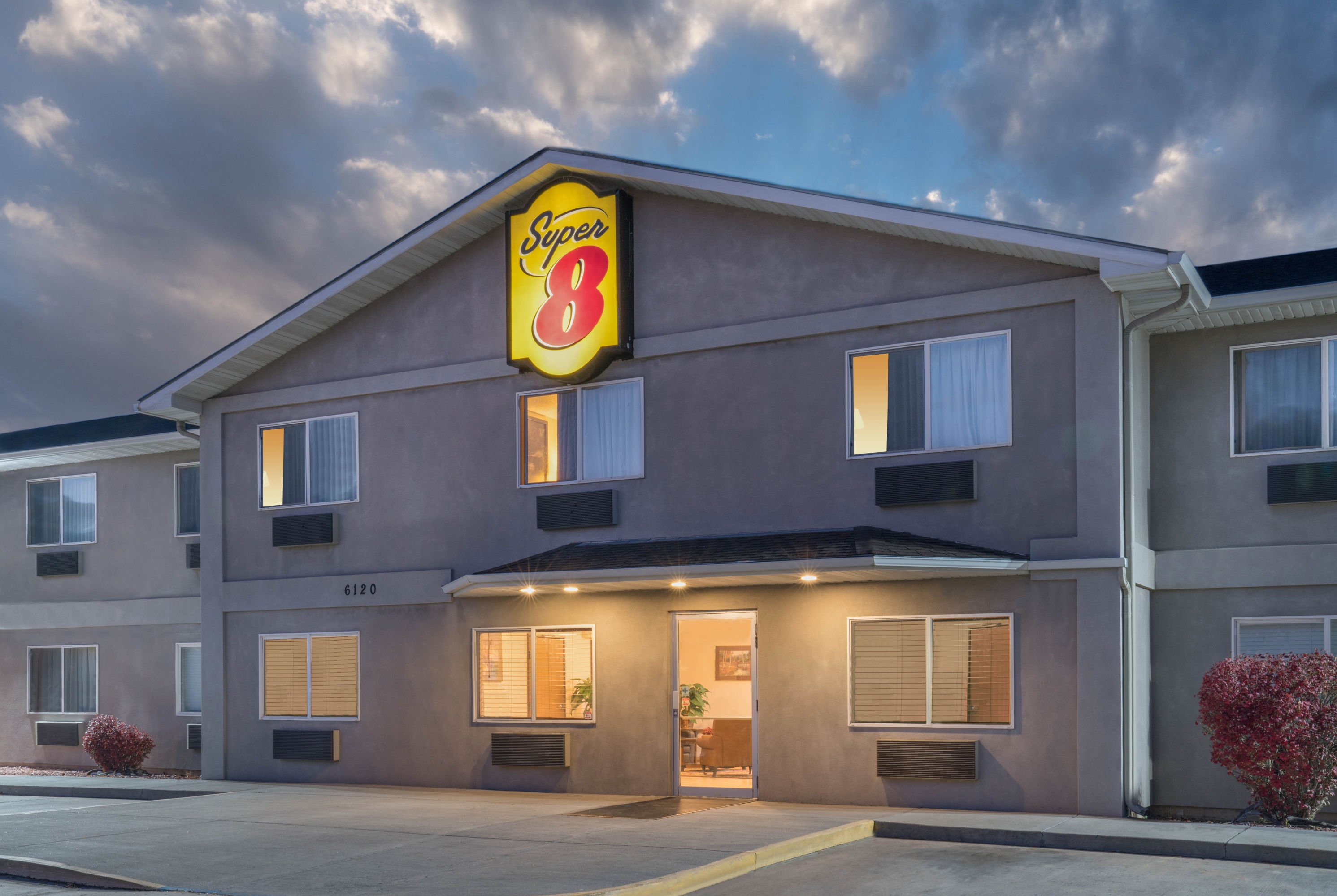 Exterior Dusk Image of Super 8 by Wyndham Fountain hotel in Fountain, Colorado