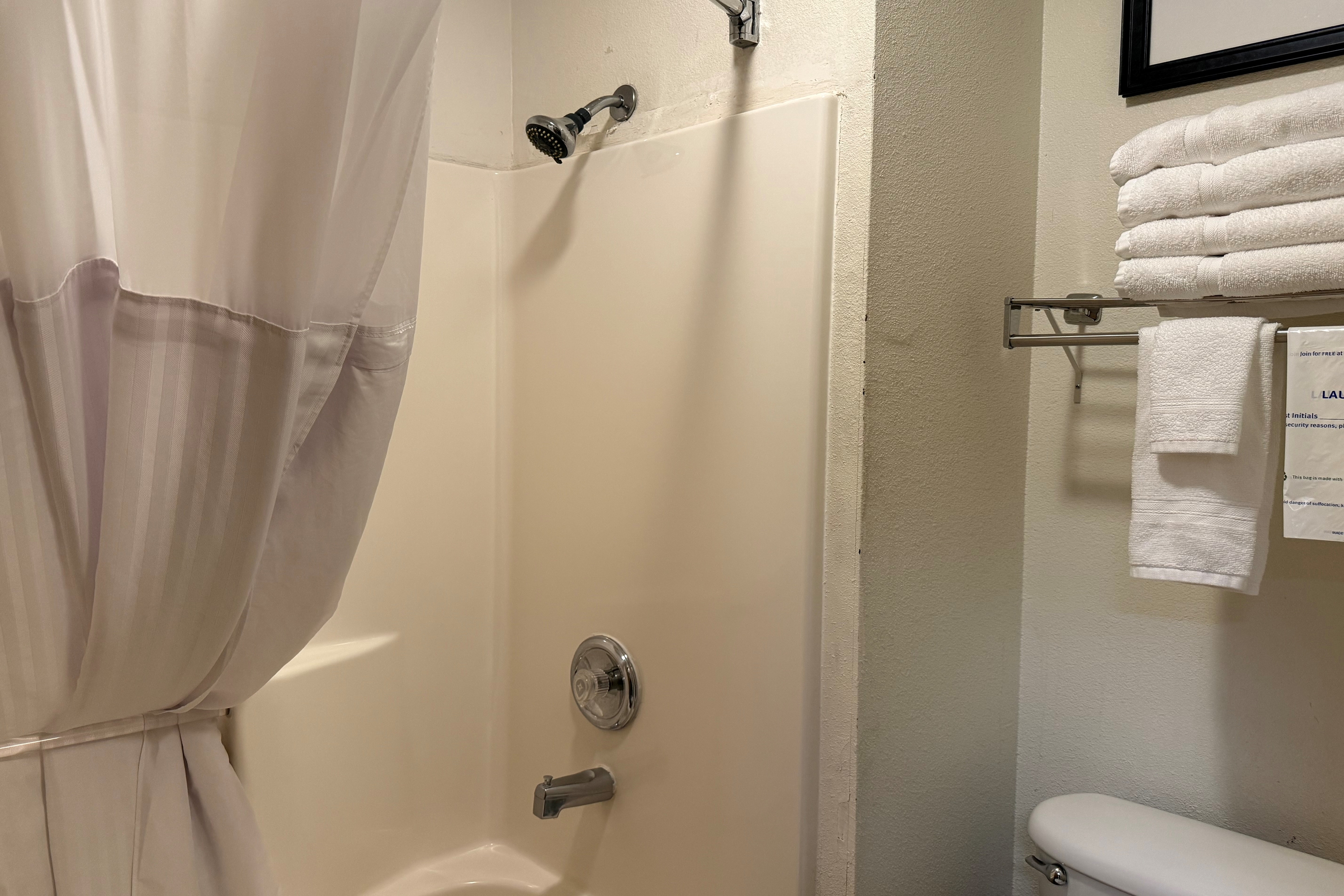Guest room bath at the Super 8 by Wyndham Kremmling in Kremmling, Colorado