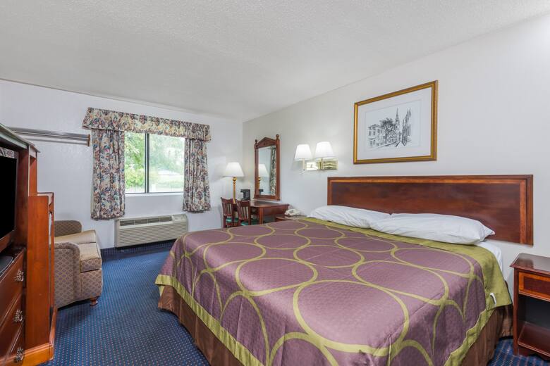 Guest room at the Super 8 Hartford in Hartford, Connecticut