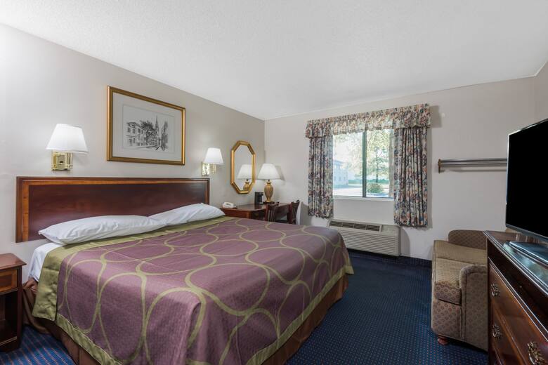 Guest room at the Super 8 Hartford in Hartford, Connecticut