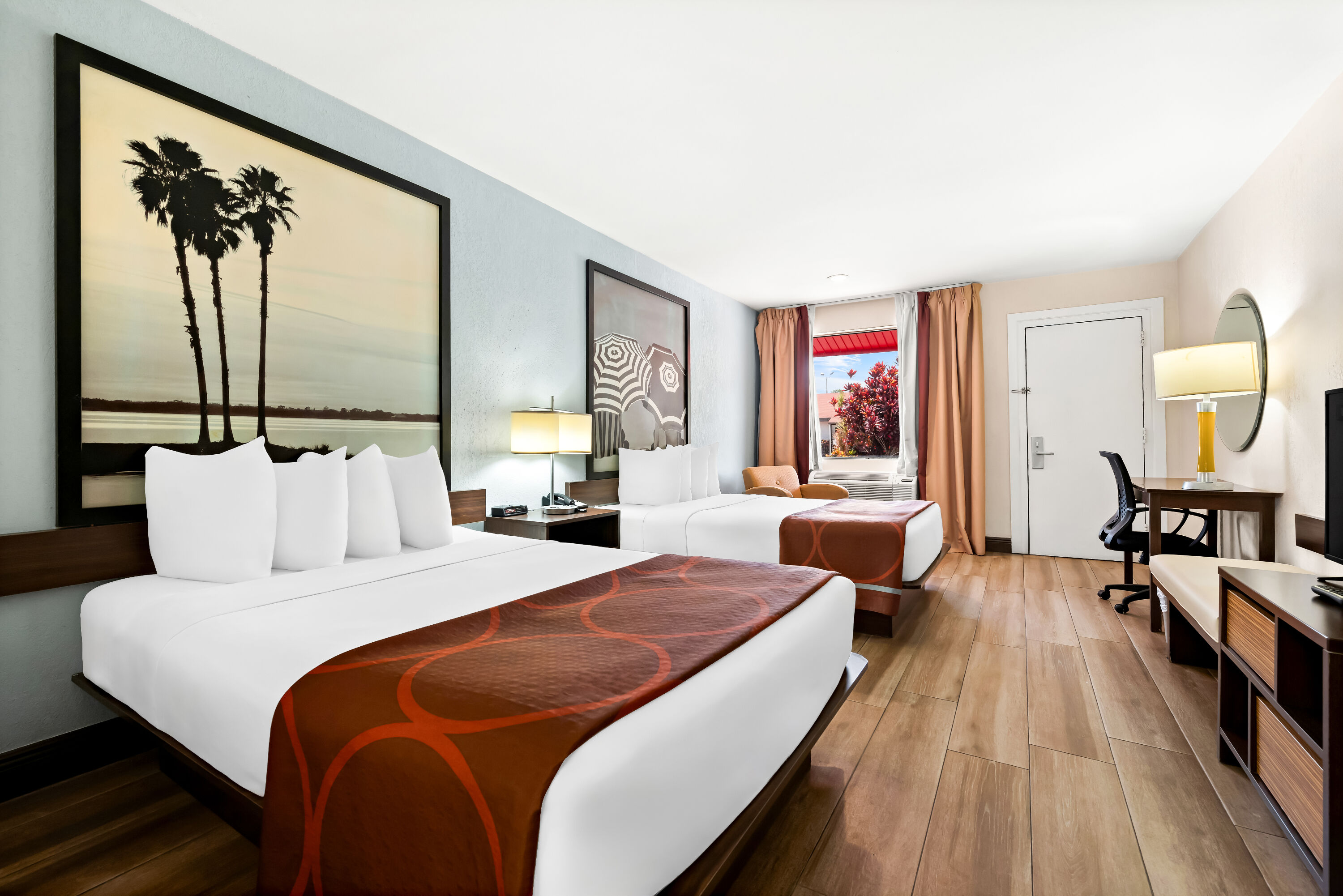 Double bed guest room at the Super 8 by Wyndham Florida City/Gateway to Keys/Everglades in Florida City, Florida