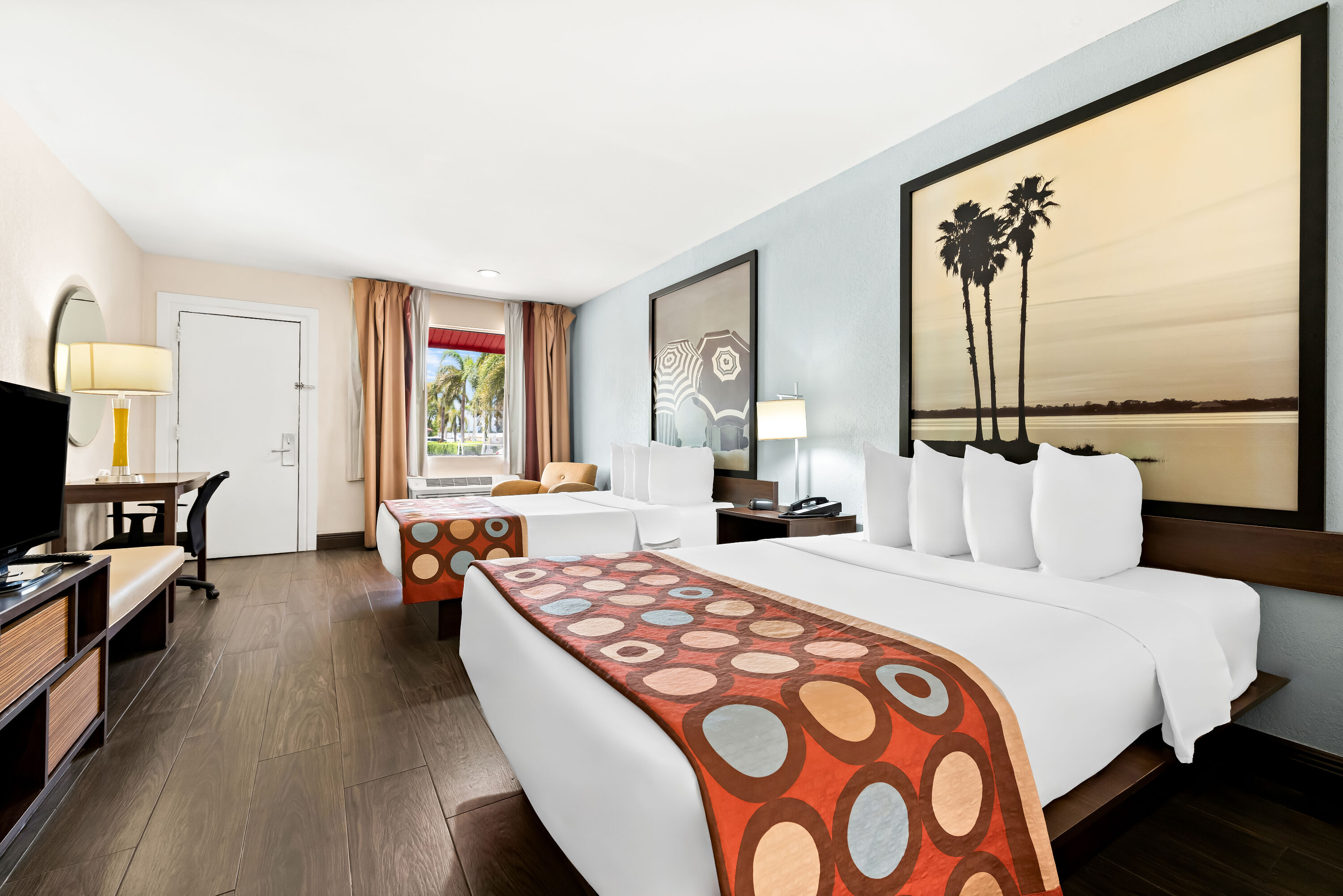 Double bed guest room at the Super 8 by Wyndham Florida City/Gateway to Keys/Everglades in Florida City, Florida