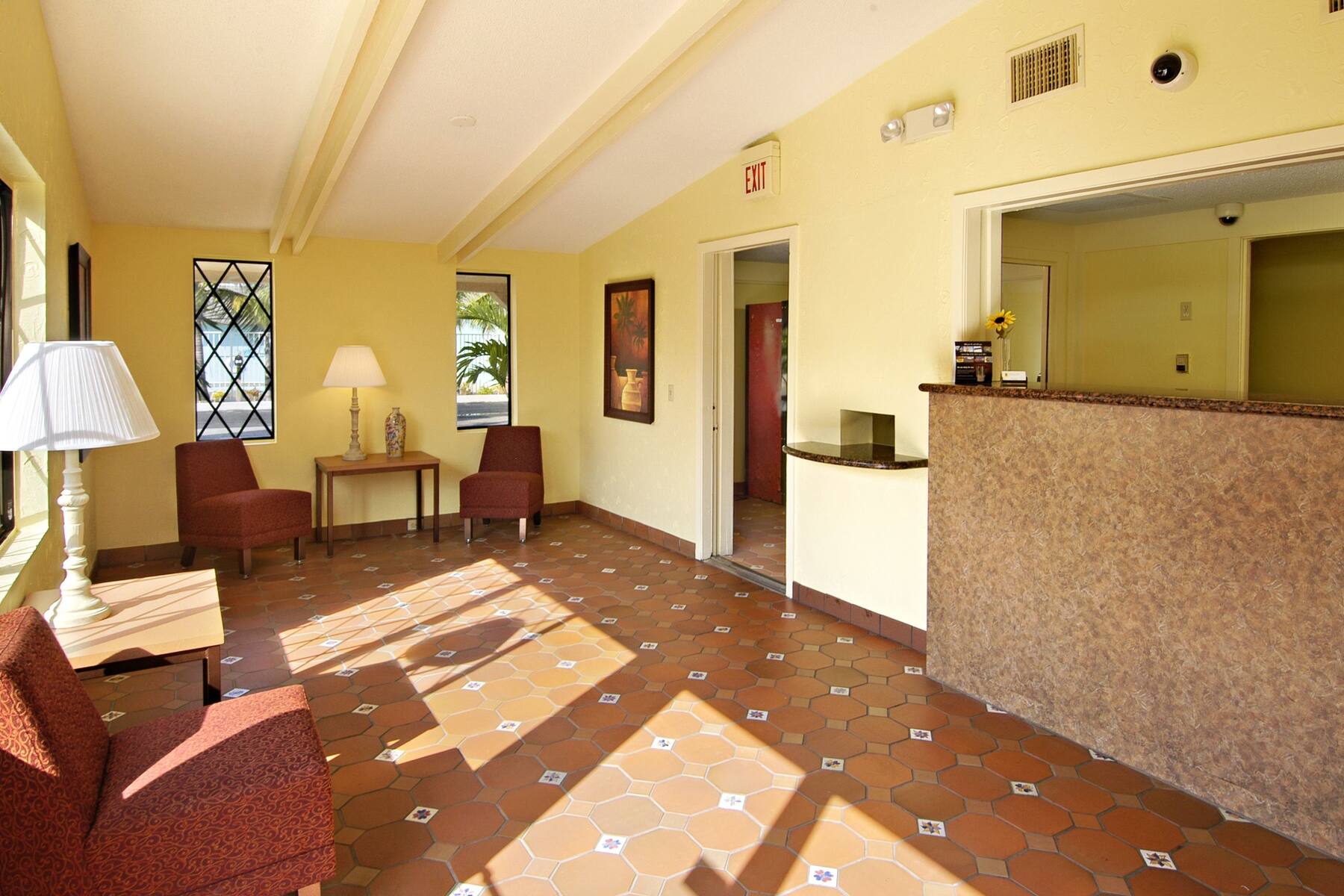Super 8 Lantana West Palm Beach hotel lobby in Lantana, Florida Super 8 Lantana West Palm Beach hotel lobby in Lantana, Florida
