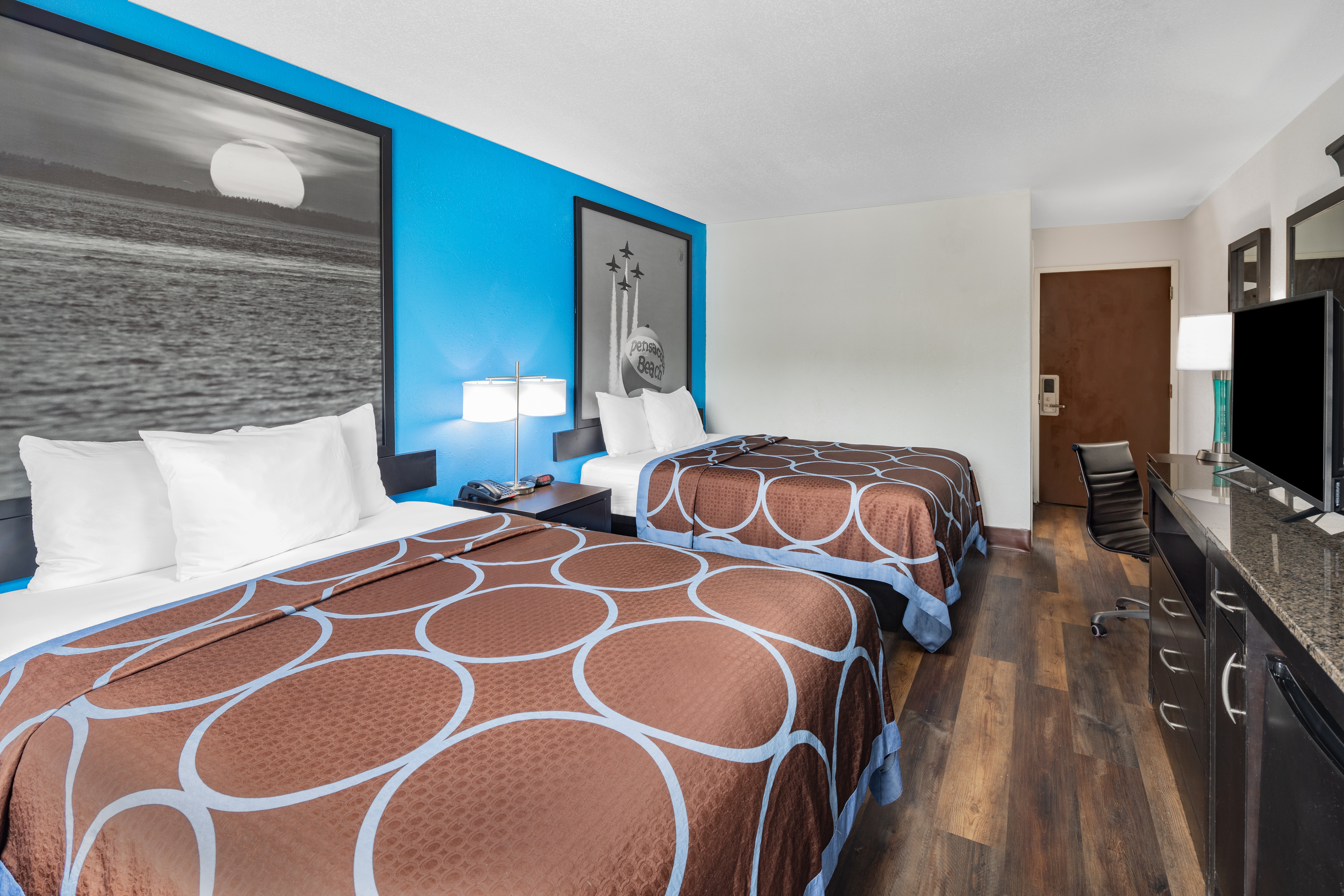 Guest room at the Super 8 by Wyndham Pensacola in Pensacola, Florida