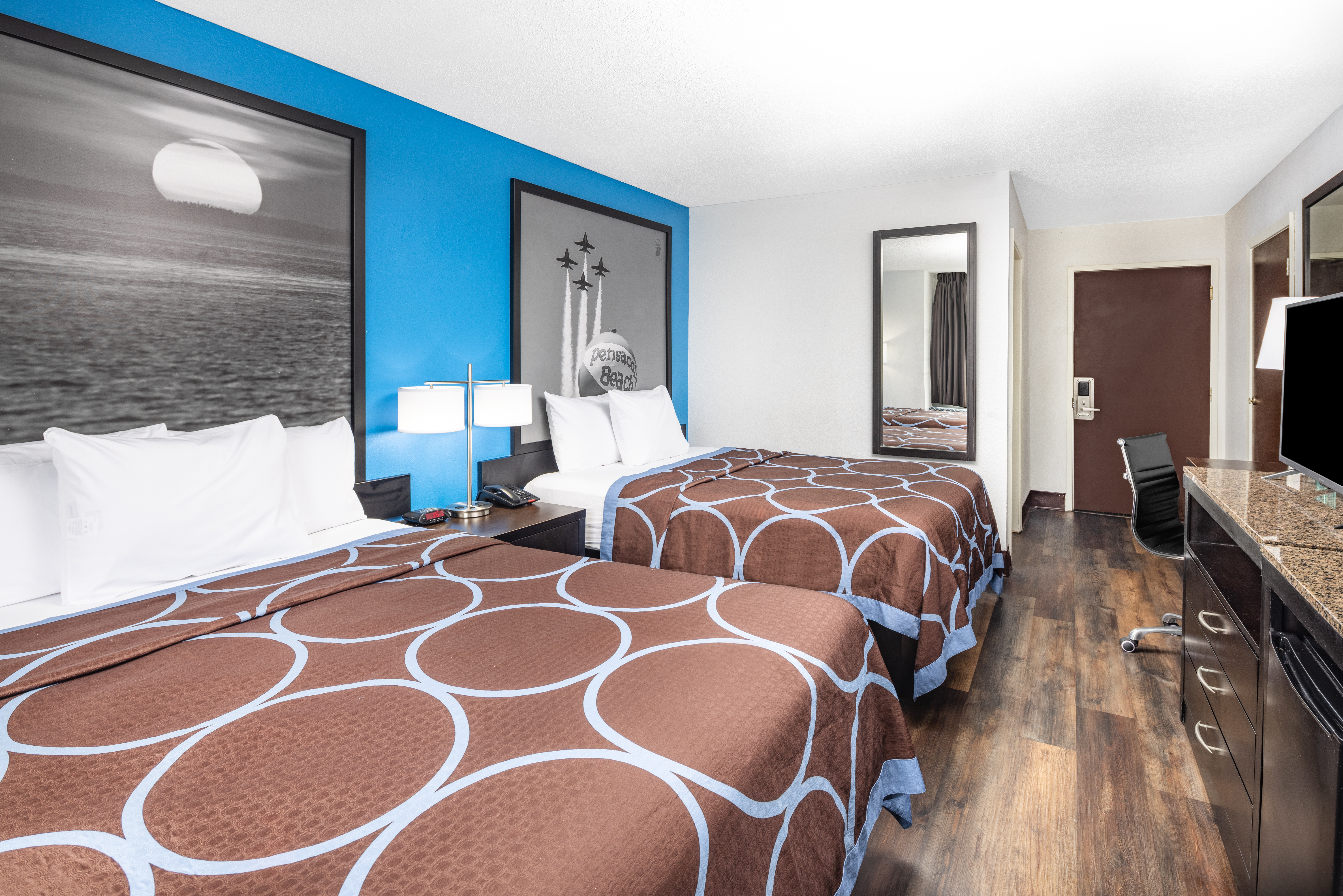 Guest room at the Super 8 by Wyndham Pensacola in Pensacola, Florida