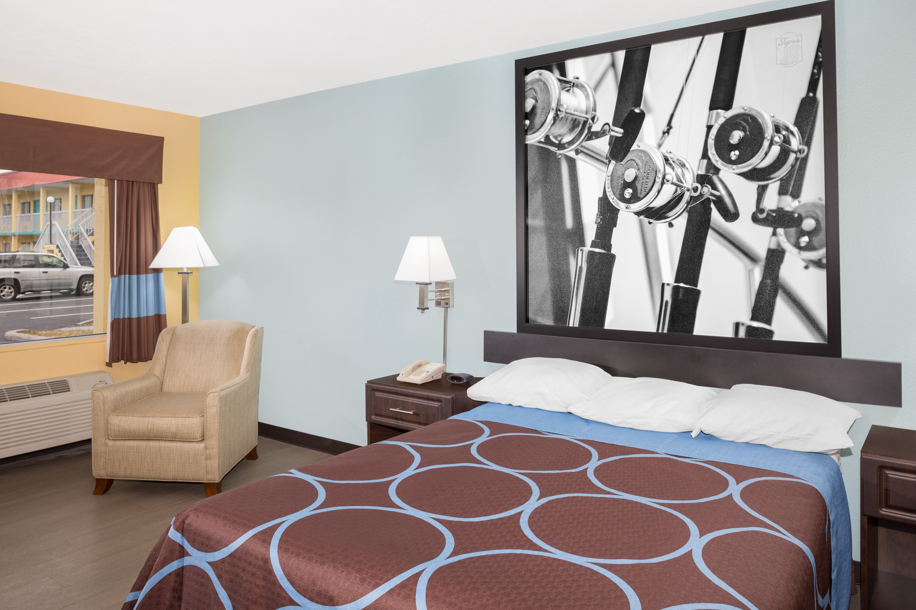 Guest room at the Super 8 by Wyndham Sarasota Near Siesta Key in Sarasota, Florida