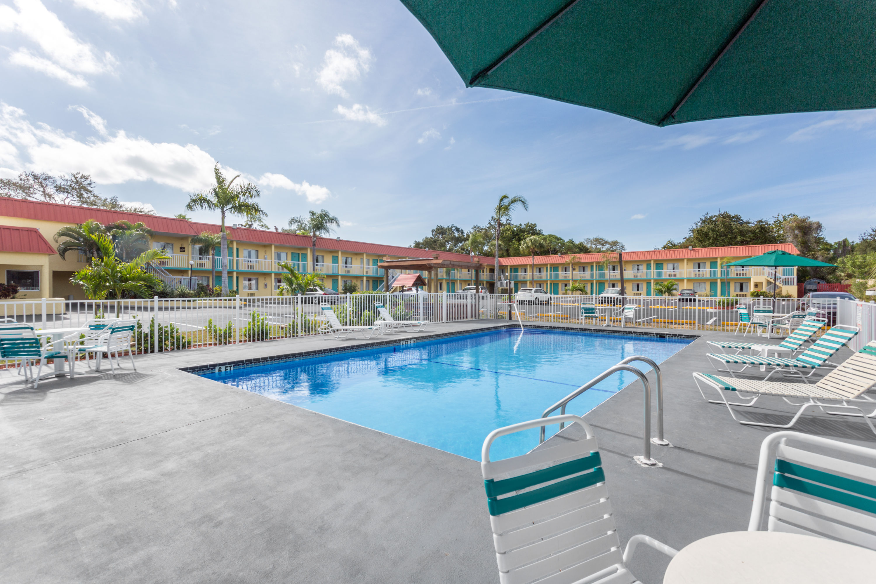Pool at the Super 8 by Wyndham Sarasota Near Siesta Key in Sarasota, Florida